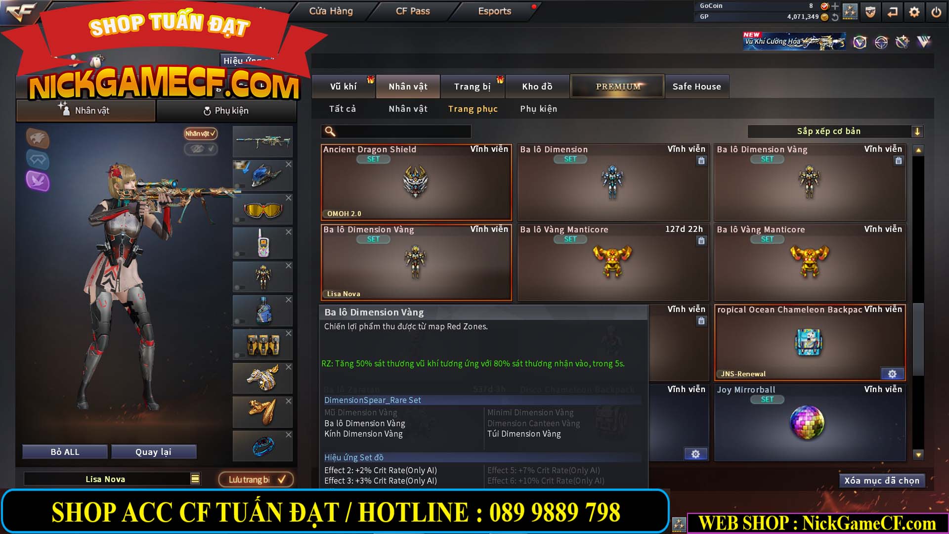 MÃ CF14959 - GIÁ : 3650K - CHIẾN C4 XỊN XÒ - 18 VIP - VIP5