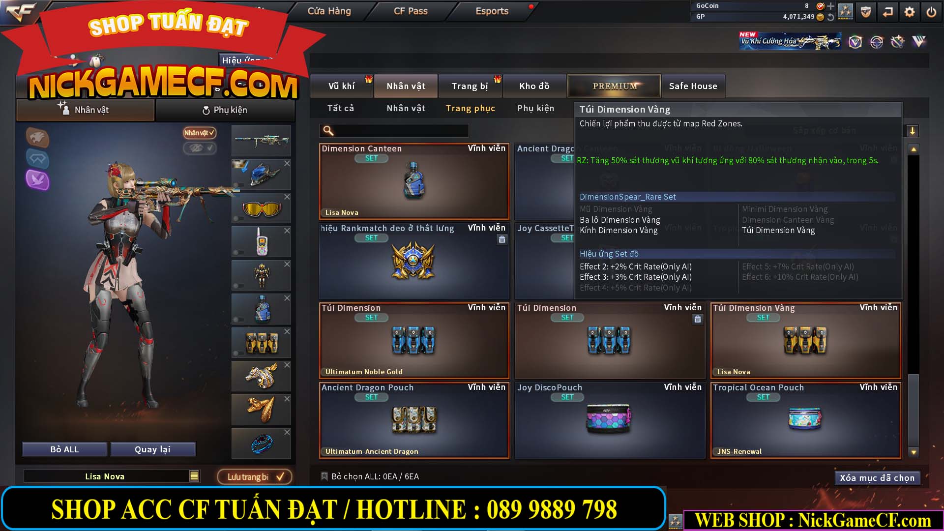 MÃ CF14959 - GIÁ : 3650K - CHIẾN C4 XỊN XÒ - 18 VIP - VIP5