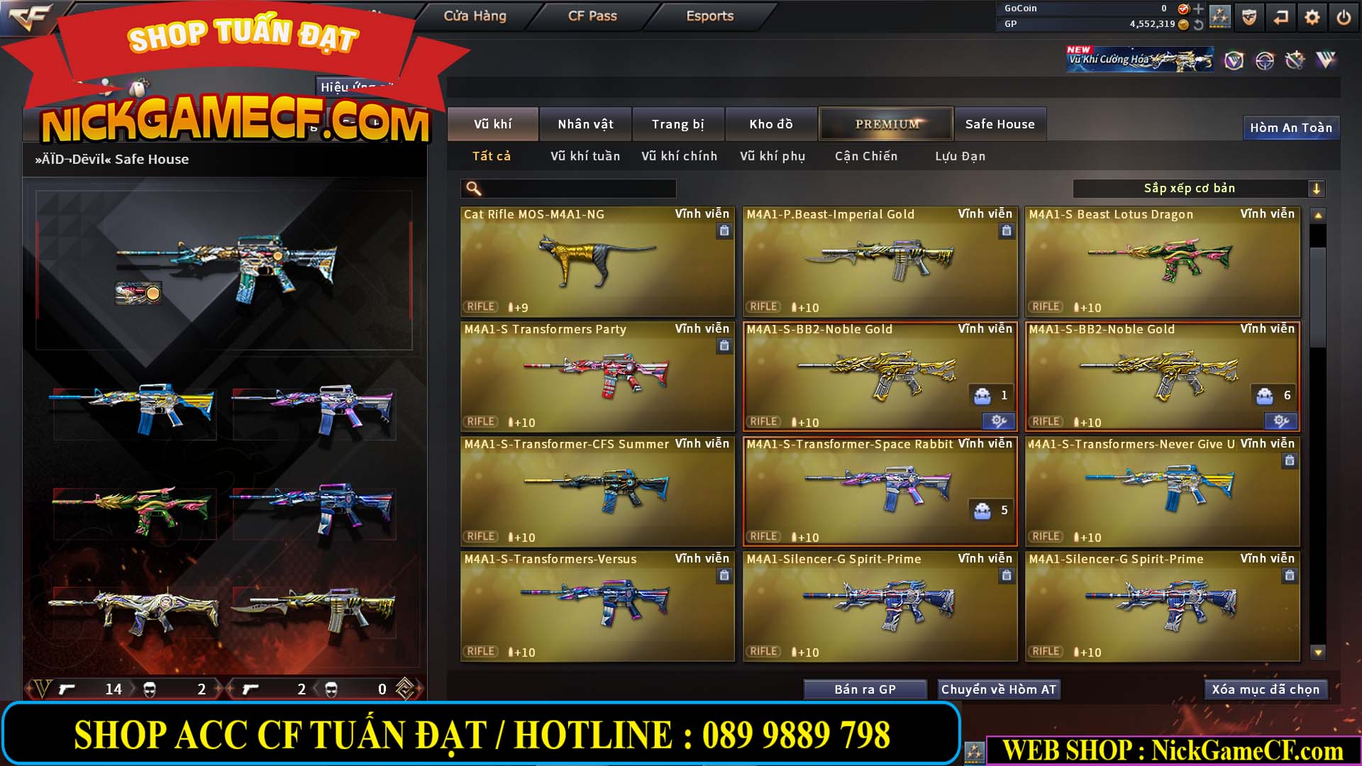 MÃ CF14959 - GIÁ : 3650K - CHIẾN C4 XỊN XÒ - 18 VIP - VIP5