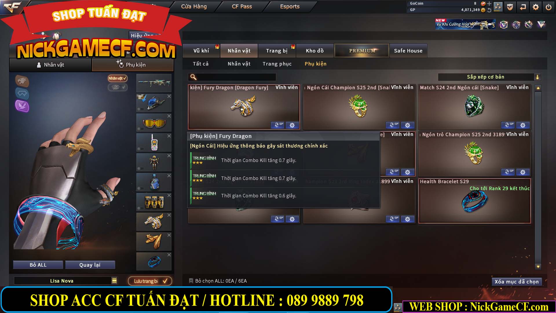 MÃ CF14959 - GIÁ : 3650K - CHIẾN C4 XỊN XÒ - 18 VIP - VIP5