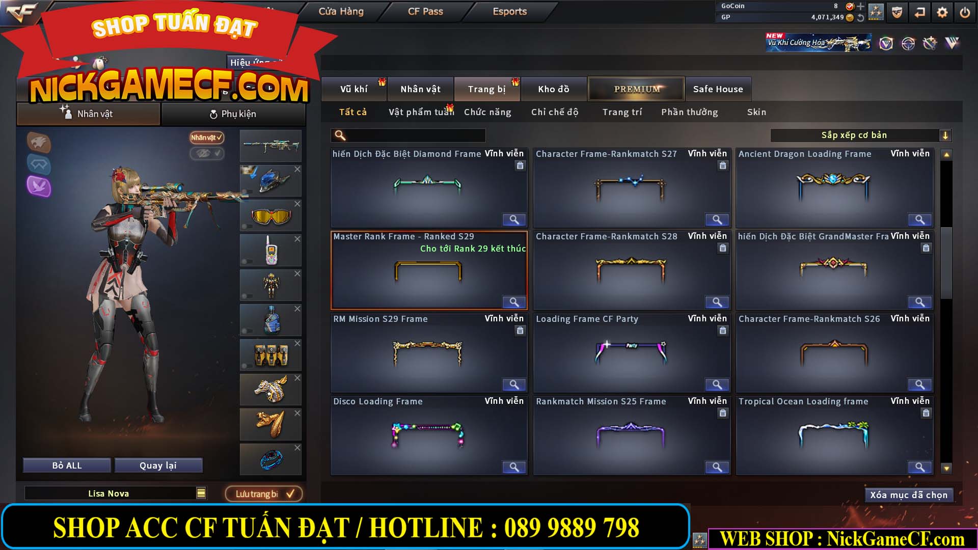 MÃ CF14959 - GIÁ : 3650K - CHIẾN C4 XỊN XÒ - 18 VIP - VIP5