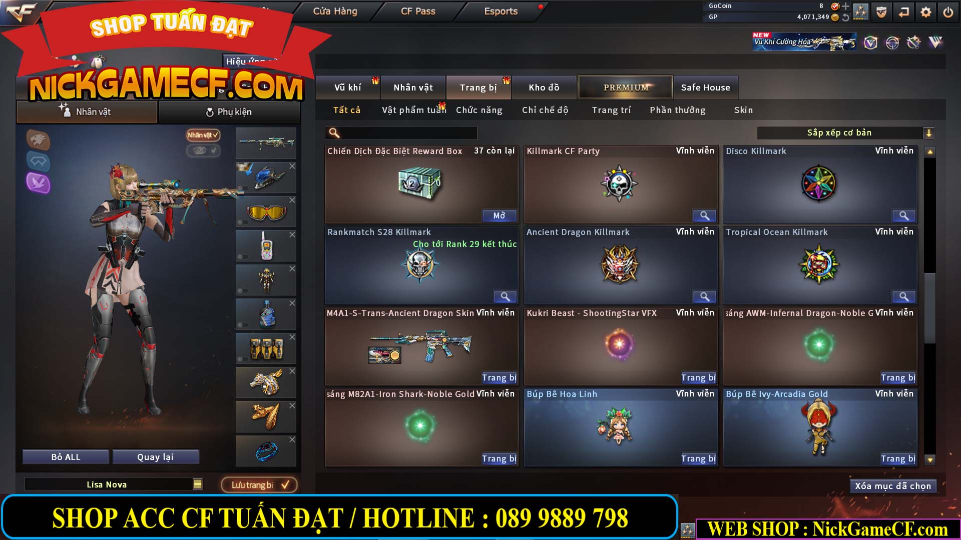 MÃ CF14959 - GIÁ : 3650K - CHIẾN C4 XỊN XÒ - 18 VIP - VIP5