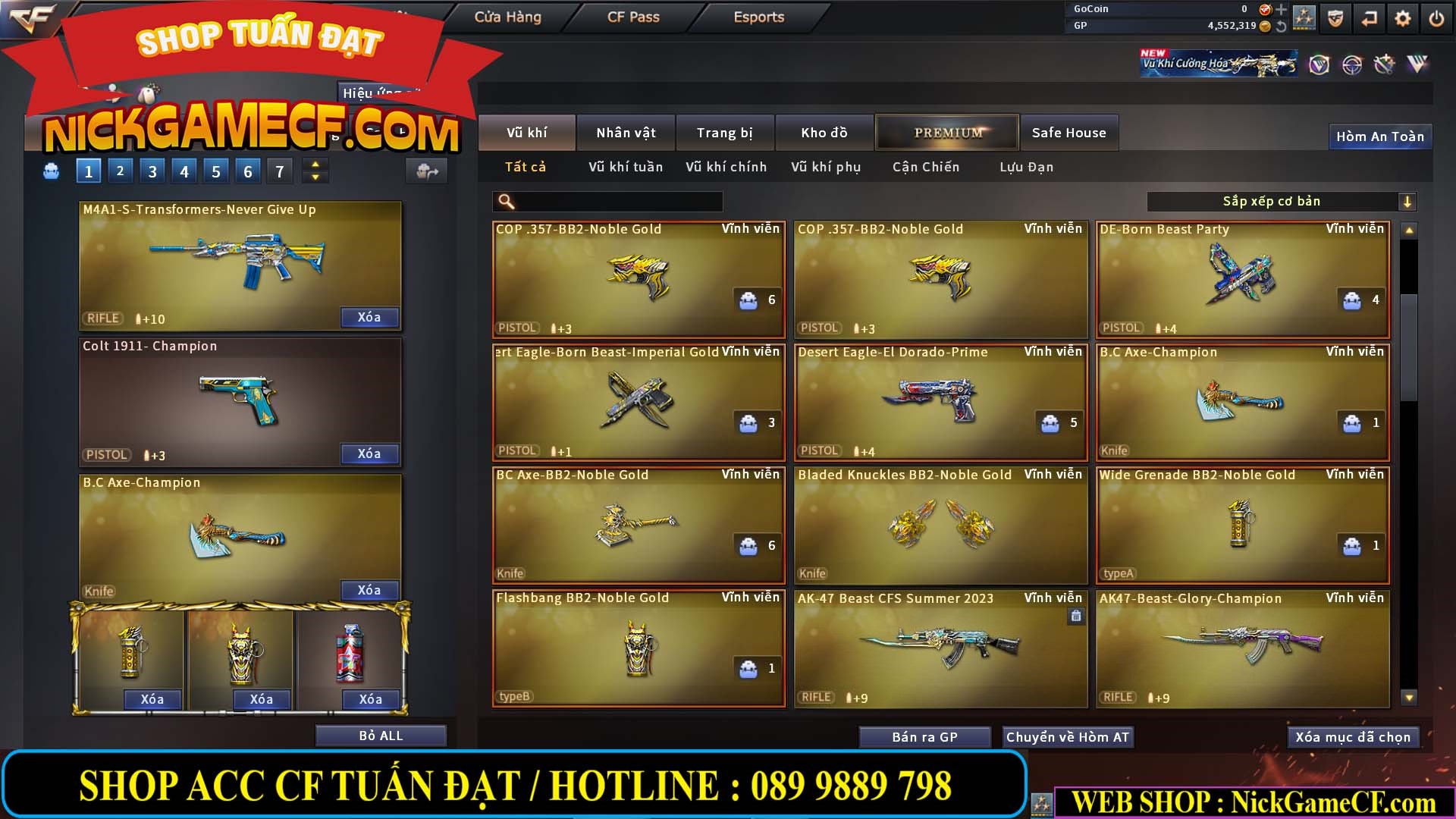 MÃ CF14959 - GIÁ : 3650K - CHIẾN C4 XỊN XÒ - 18 VIP - VIP5