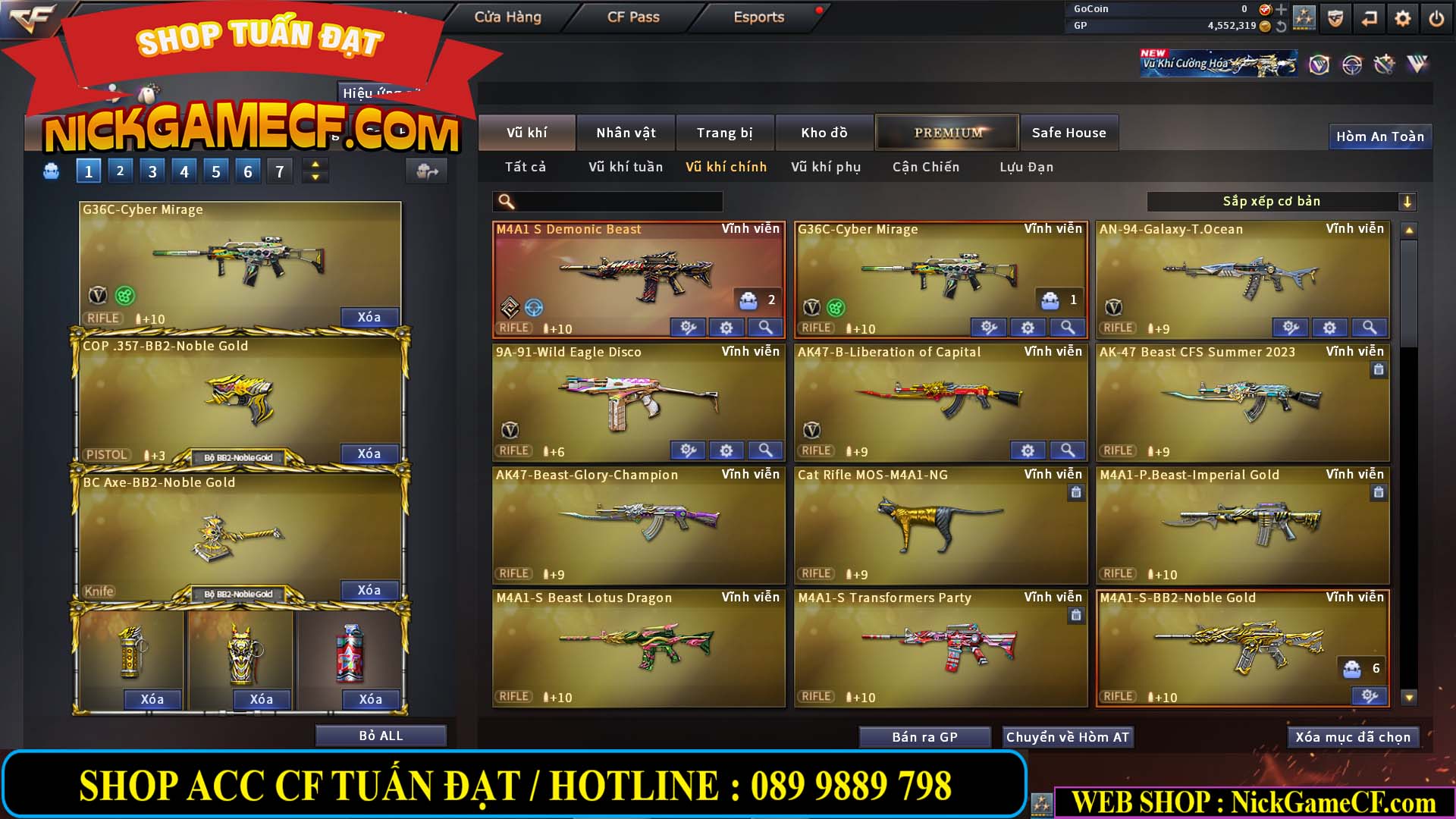 MÃ CF14959 - GIÁ : 3650K - CHIẾN C4 XỊN XÒ - 18 VIP - VIP5