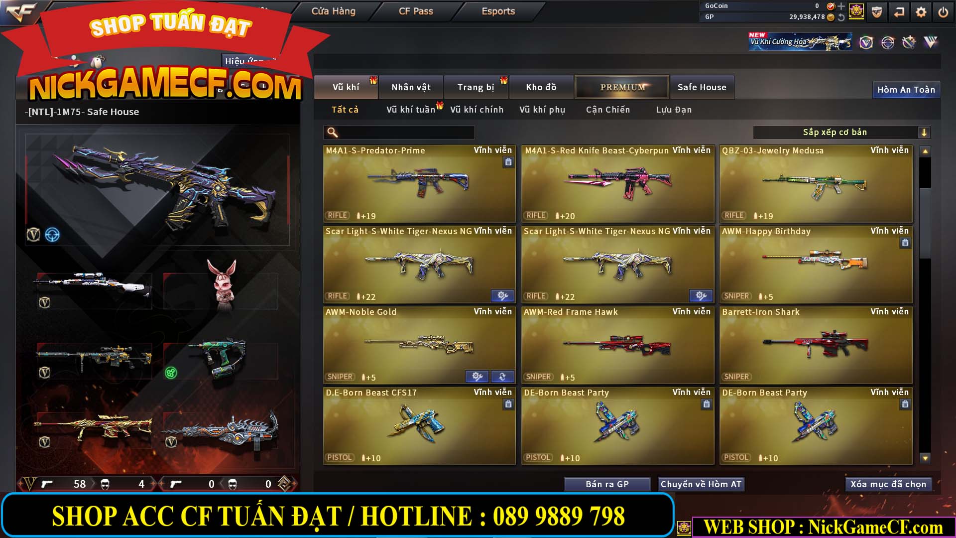 MÃ CF14966 - GIÁ : 7M5 - CHIẾN ZOM + C4 - 62 VIP - VIP5