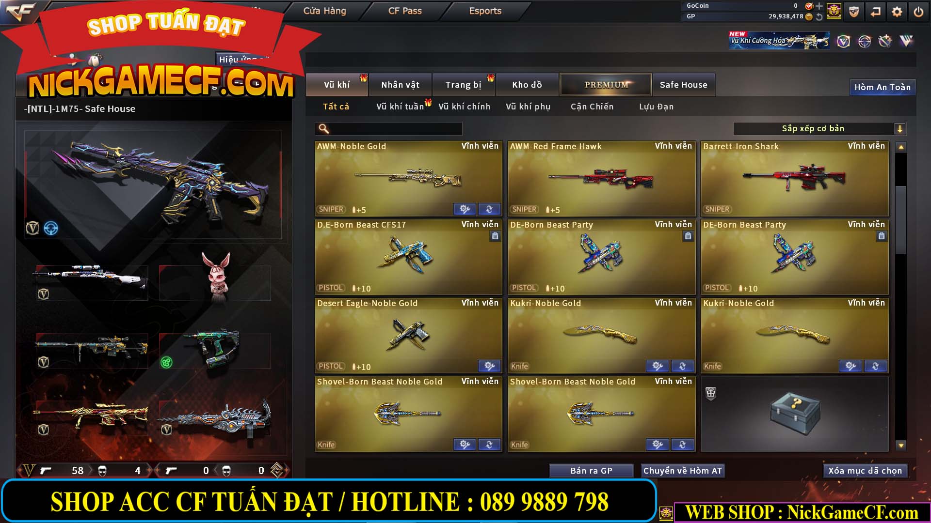 MÃ CF14966 - GIÁ : 7M5 - CHIẾN ZOM + C4 - 62 VIP - VIP5