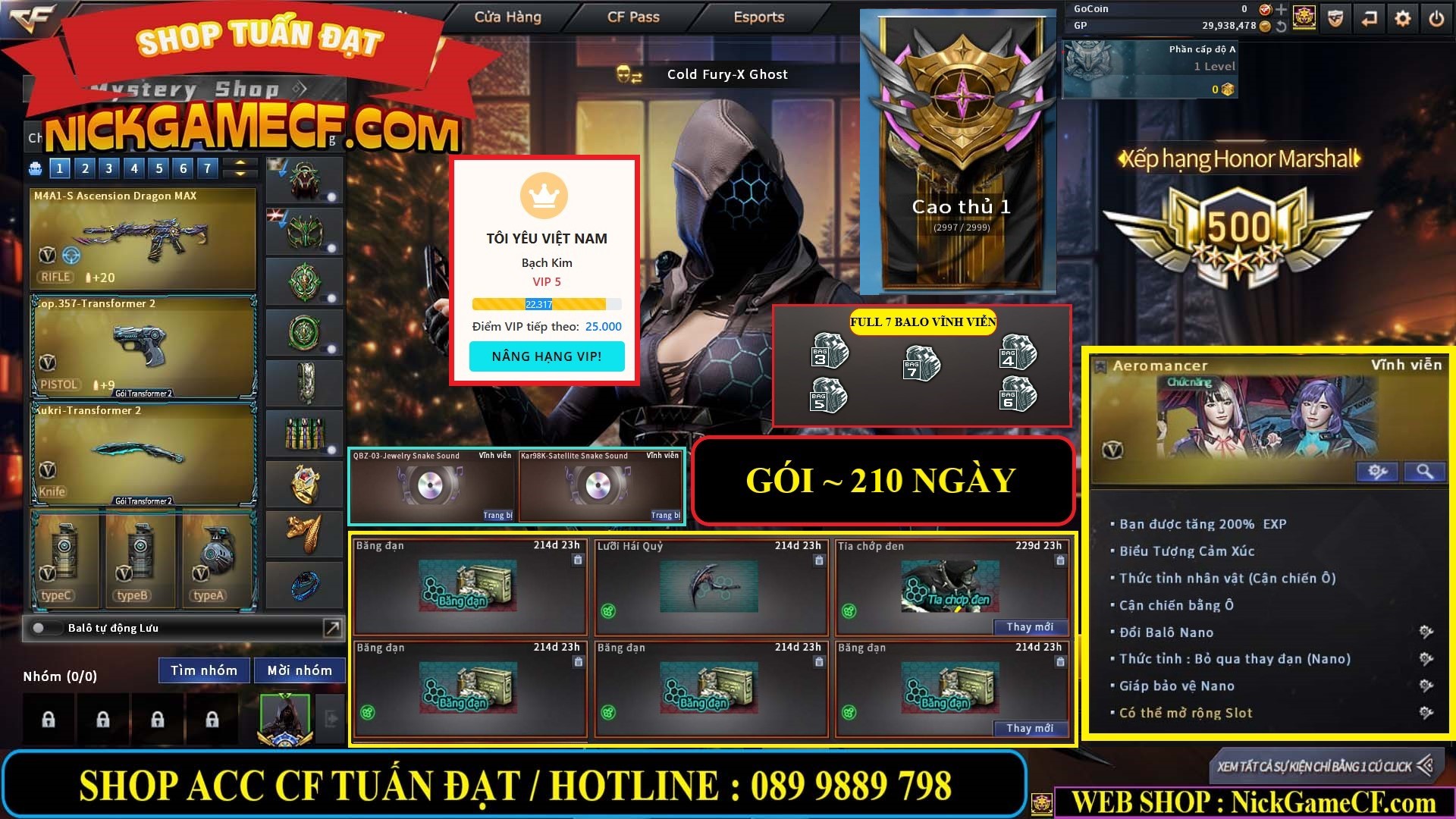 MÃ CF14966 - GIÁ : 7M5 - CHIẾN ZOM + C4 - 62 VIP - VIP5