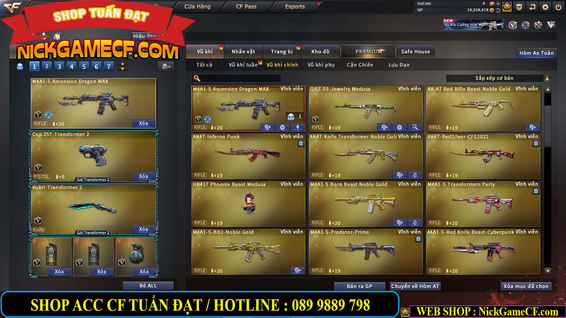 MÃ CF14966 - GIÁ : 7M5 - CHIẾN ZOM + C4 - 62 VIP - VIP5