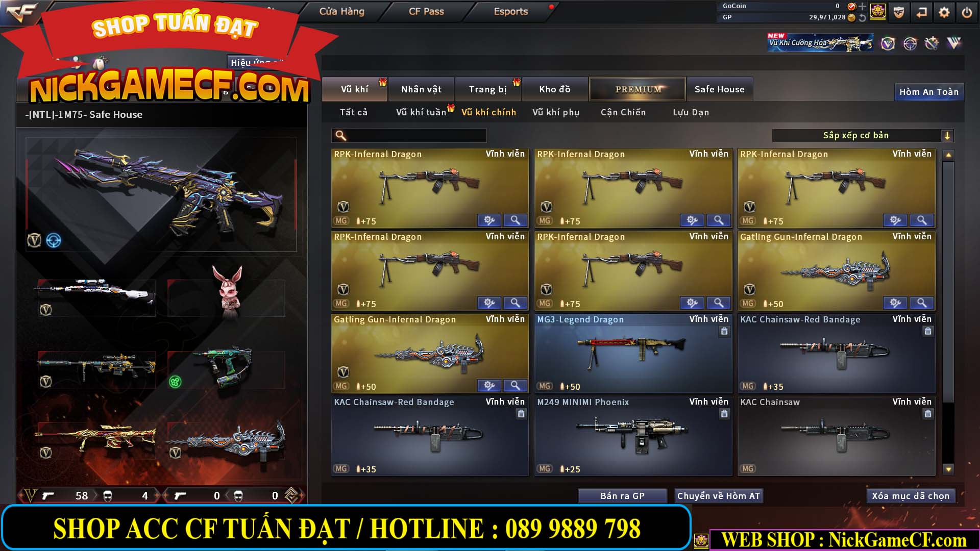 MÃ CF14966 - GIÁ : 7M5 - CHIẾN ZOM + C4 - 62 VIP - VIP5