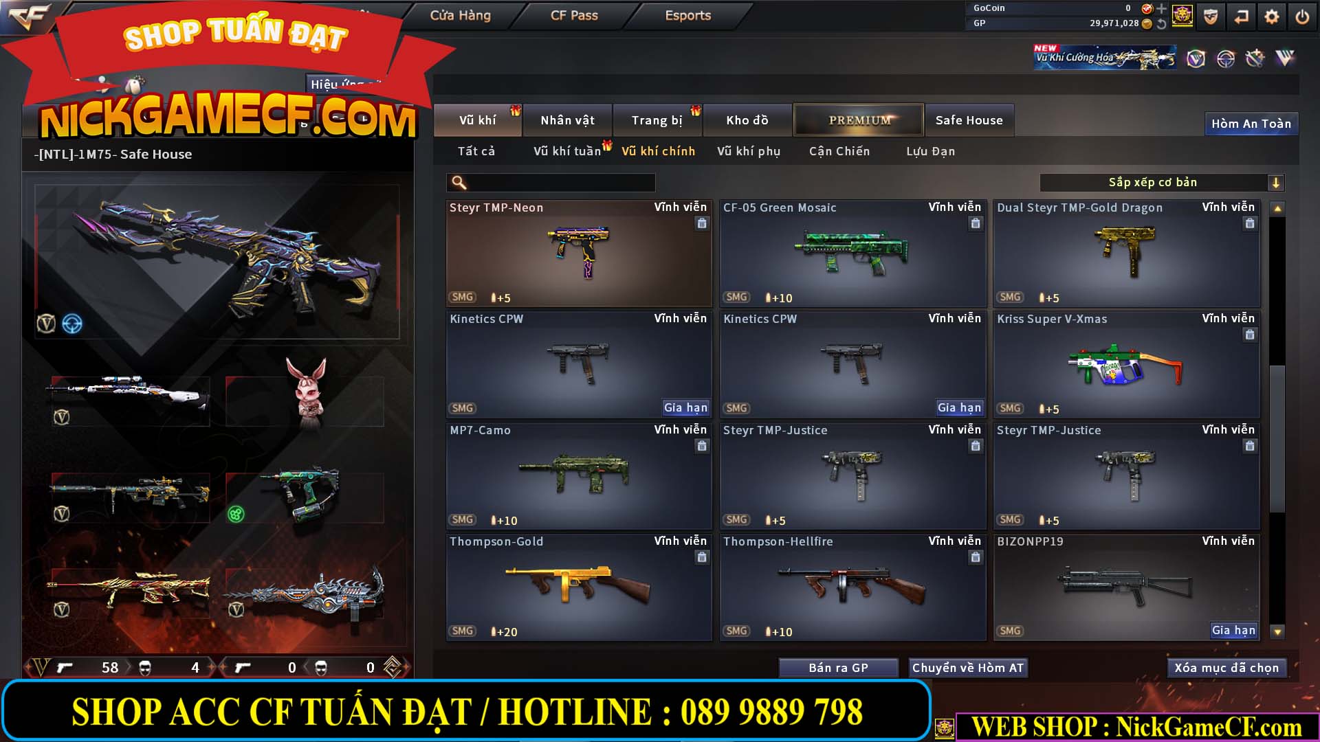 MÃ CF14966 - GIÁ : 7M5 - CHIẾN ZOM + C4 - 62 VIP - VIP5