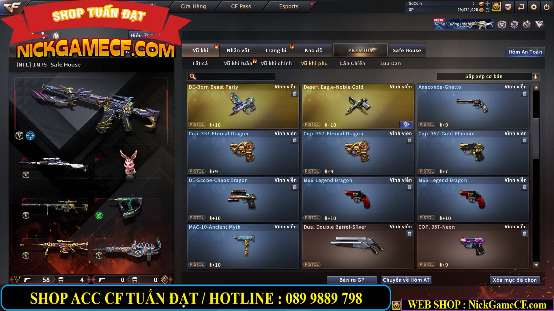 MÃ CF14966 - GIÁ : 7M5 - CHIẾN ZOM + C4 - 62 VIP - VIP5