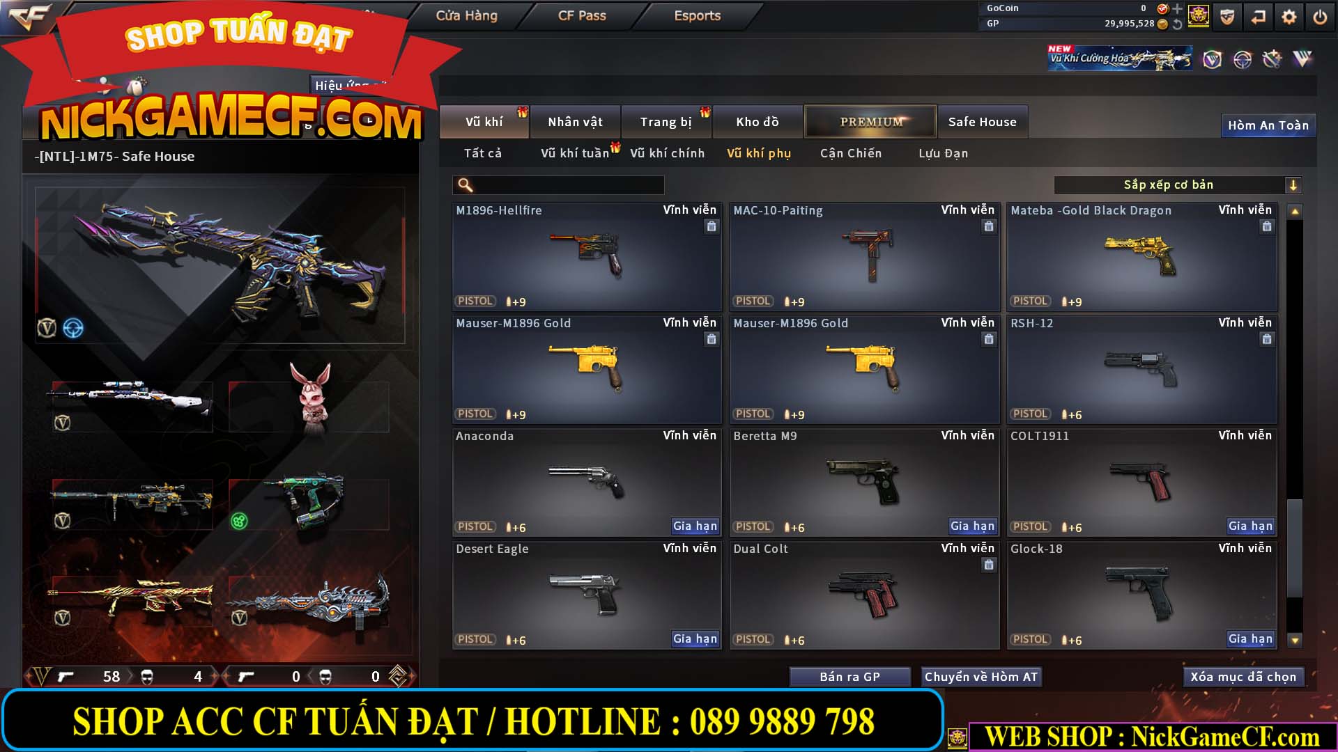 MÃ CF14966 - GIÁ : 7M5 - CHIẾN ZOM + C4 - 62 VIP - VIP5