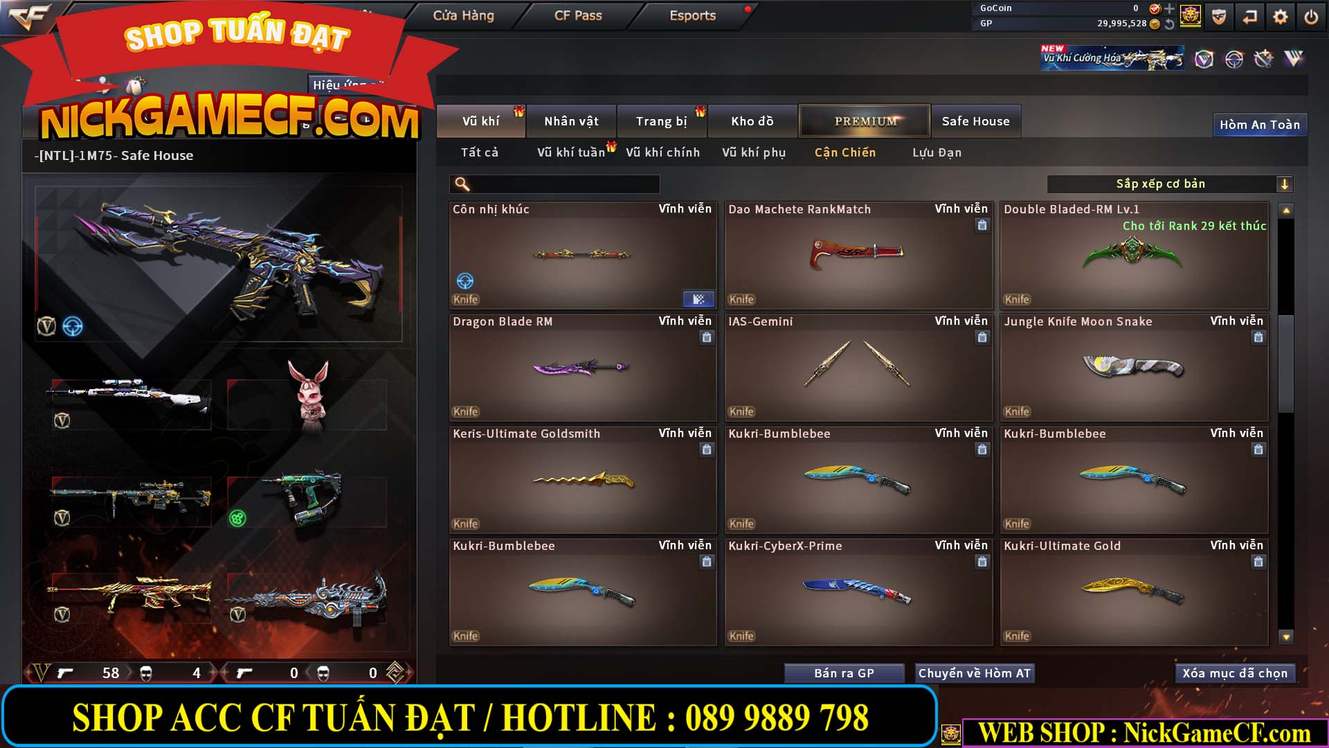 MÃ CF14966 - GIÁ : 7M5 - CHIẾN ZOM + C4 - 62 VIP - VIP5