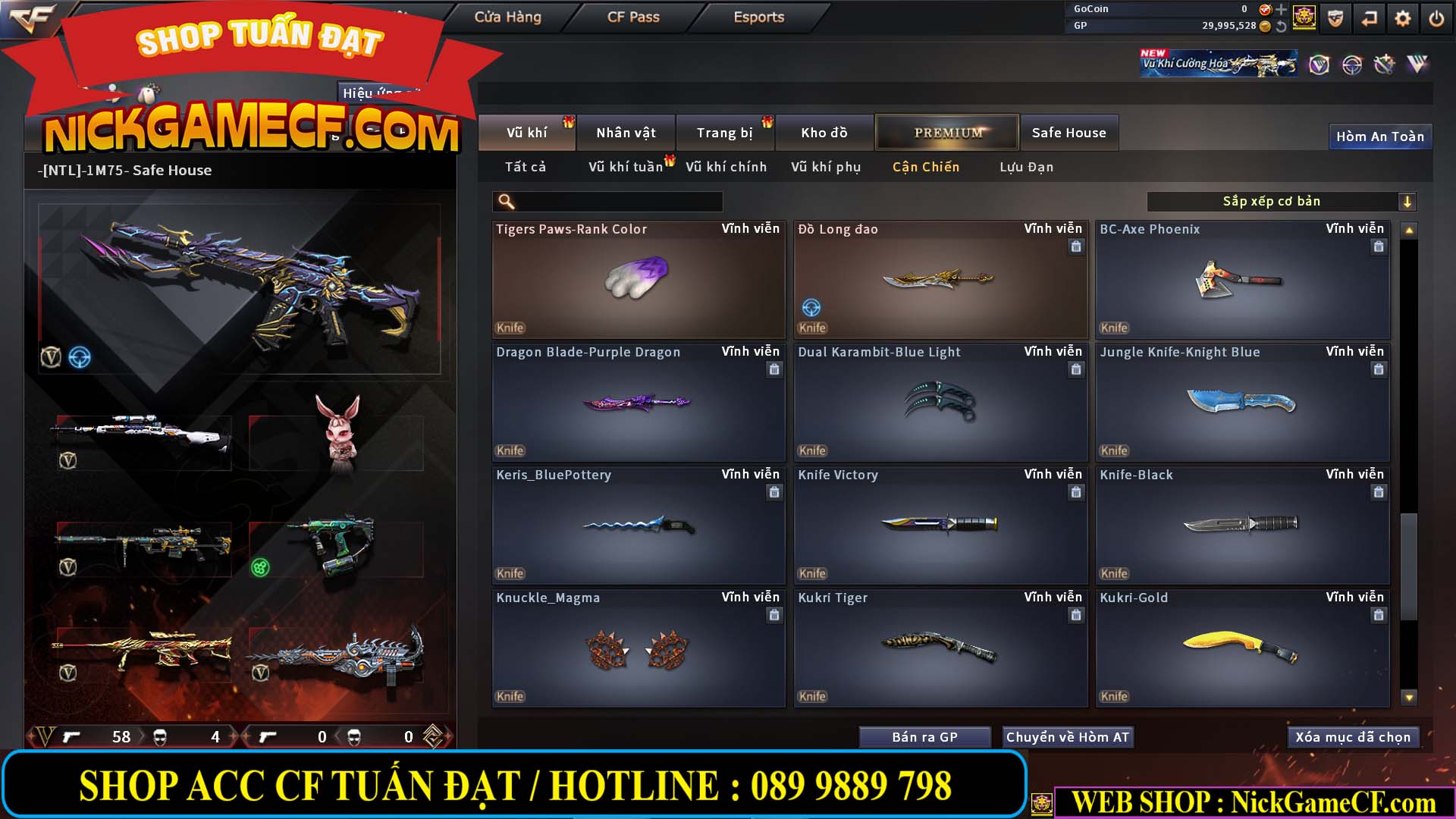 MÃ CF14966 - GIÁ : 7M5 - CHIẾN ZOM + C4 - 62 VIP - VIP5