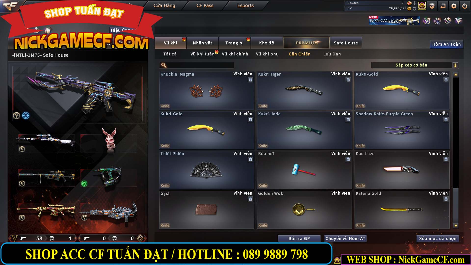 MÃ CF14966 - GIÁ : 7M5 - CHIẾN ZOM + C4 - 62 VIP - VIP5