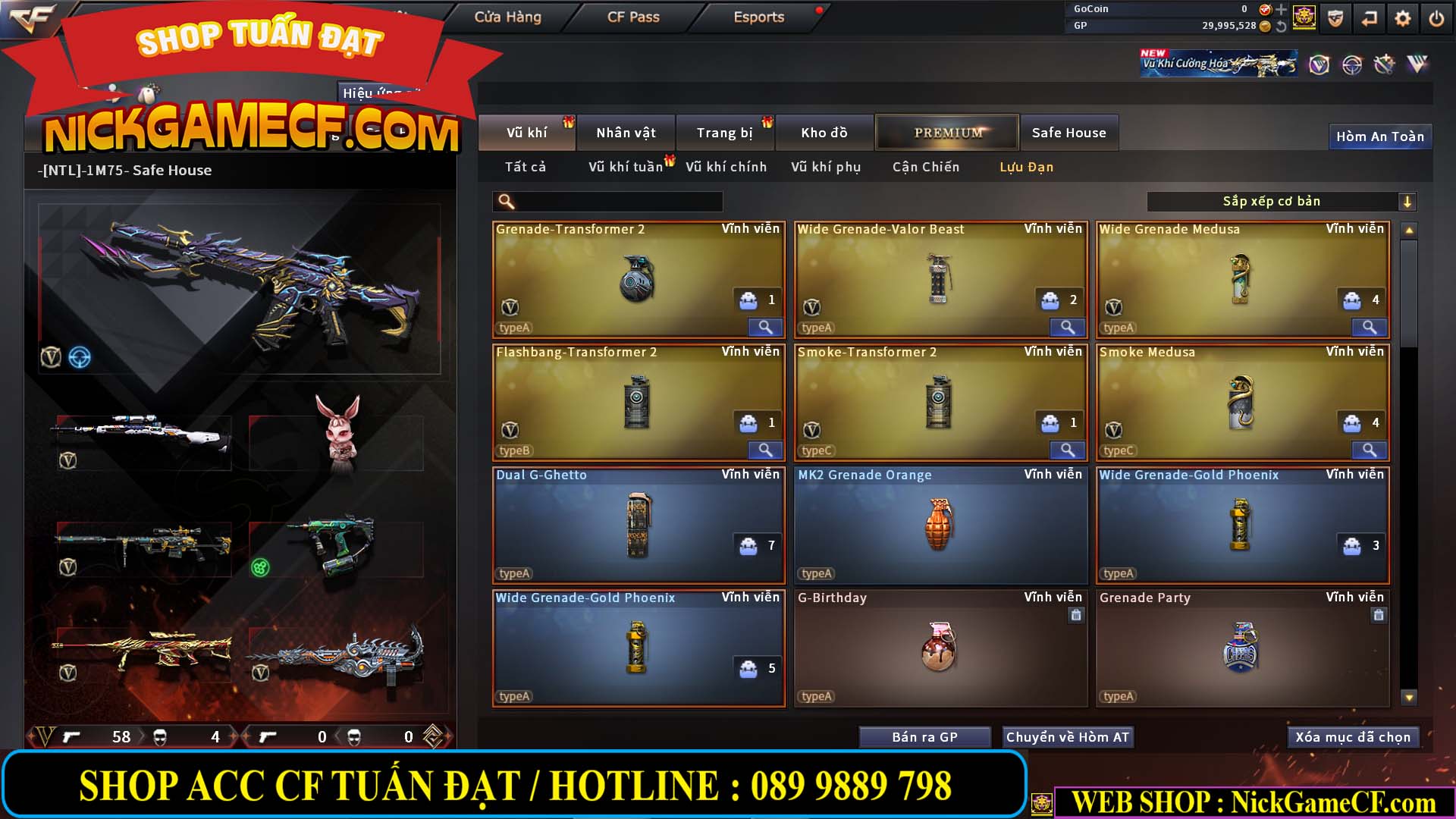 MÃ CF14966 - GIÁ : 7M5 - CHIẾN ZOM + C4 - 62 VIP - VIP5