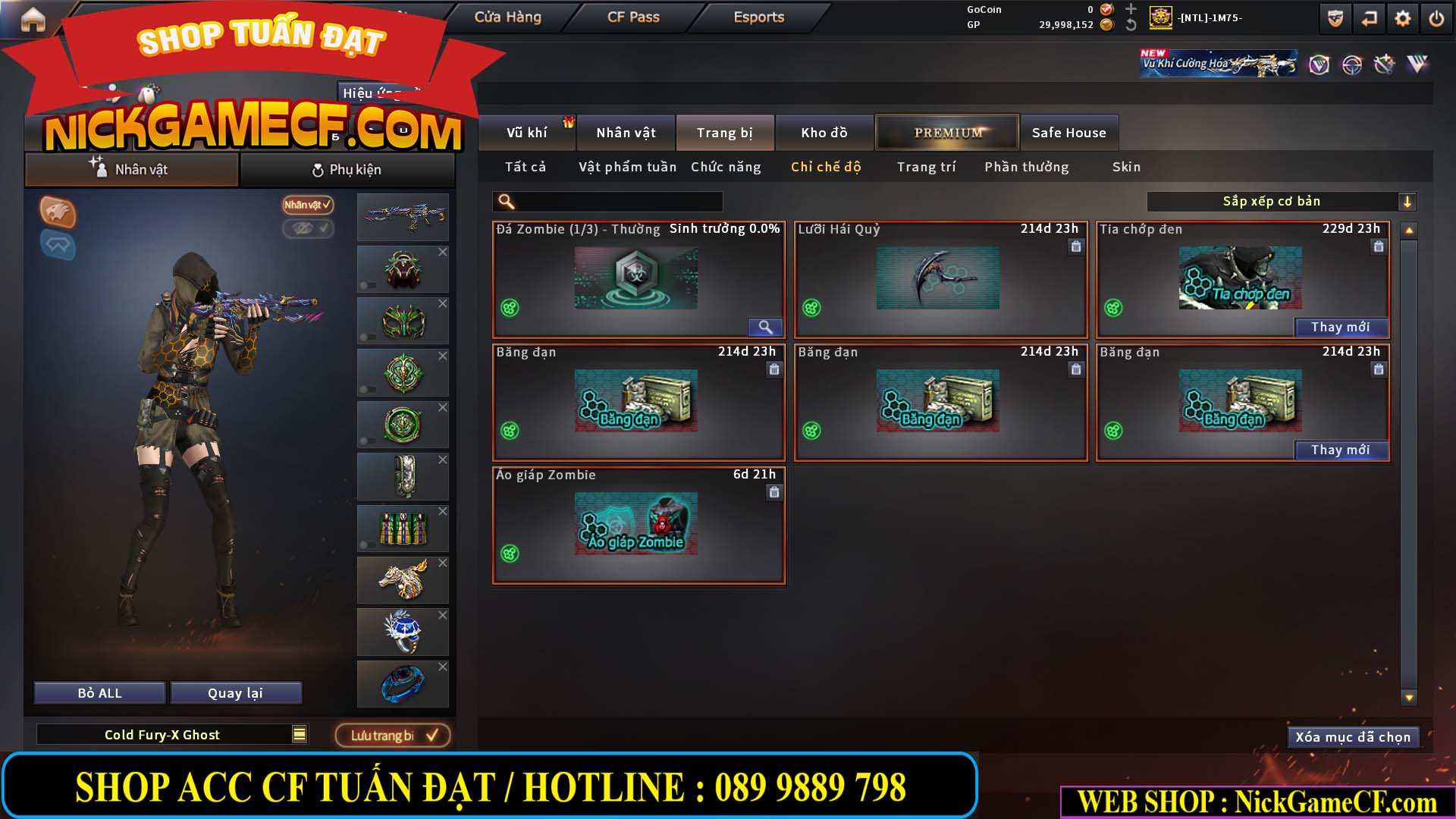 MÃ CF14966 - GIÁ : 7M5 - CHIẾN ZOM + C4 - 62 VIP - VIP5