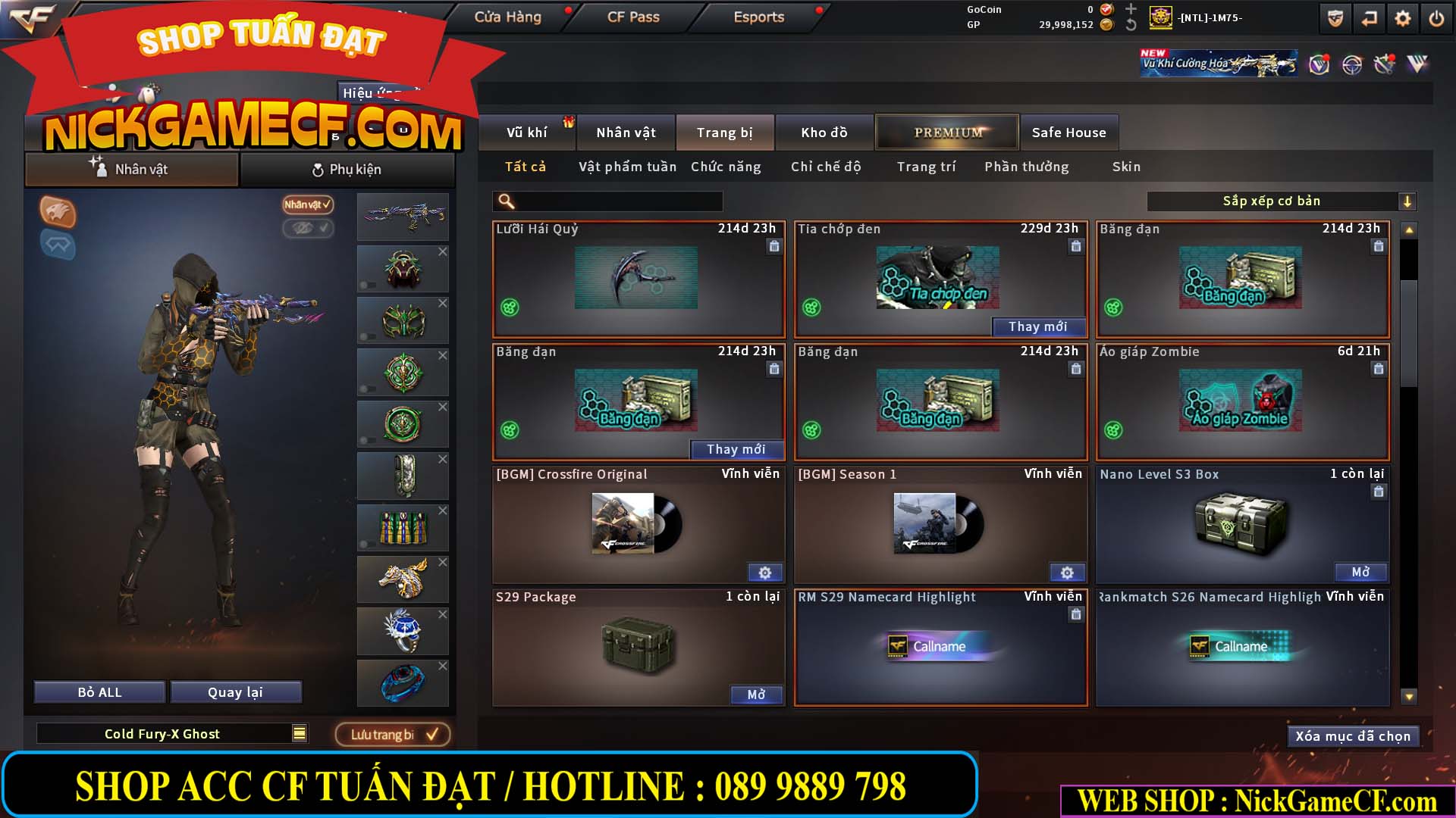 MÃ CF14966 - GIÁ : 7M5 - CHIẾN ZOM + C4 - 62 VIP - VIP5