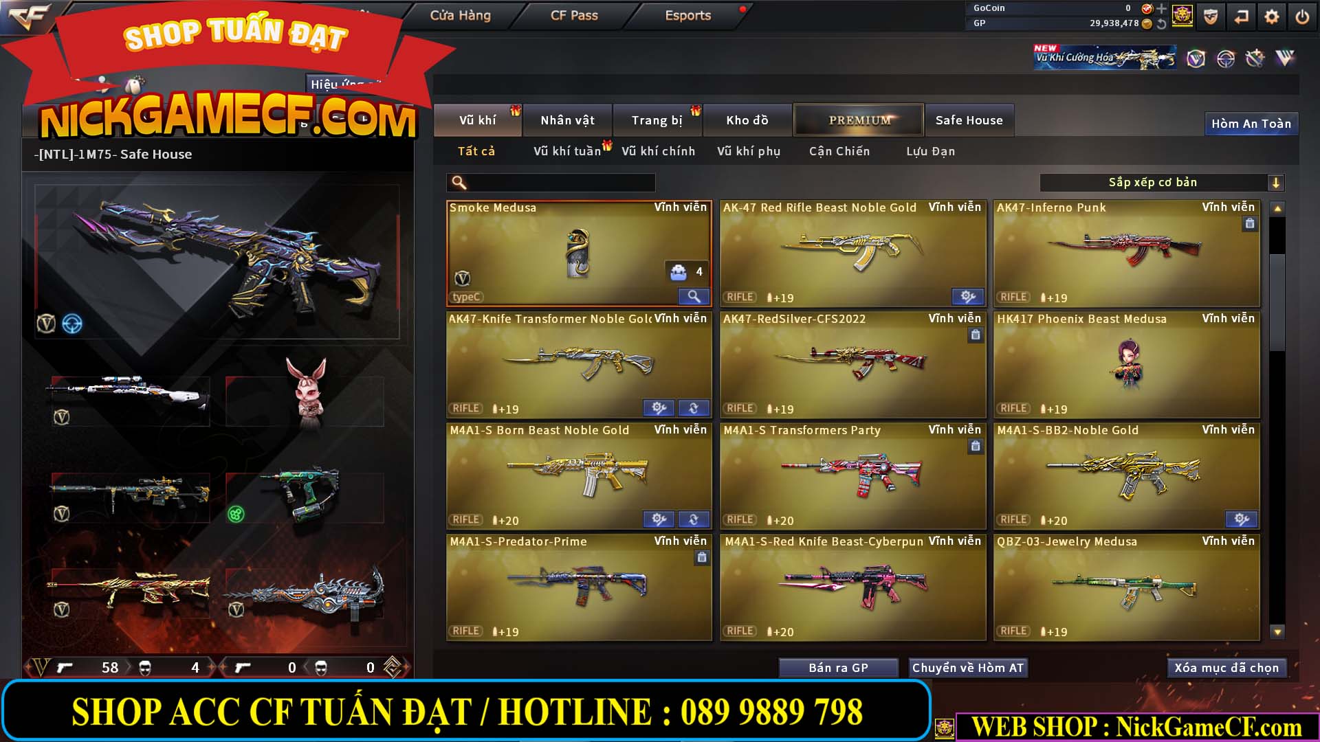 MÃ CF14966 - GIÁ : 7M5 - CHIẾN ZOM + C4 - 62 VIP - VIP5