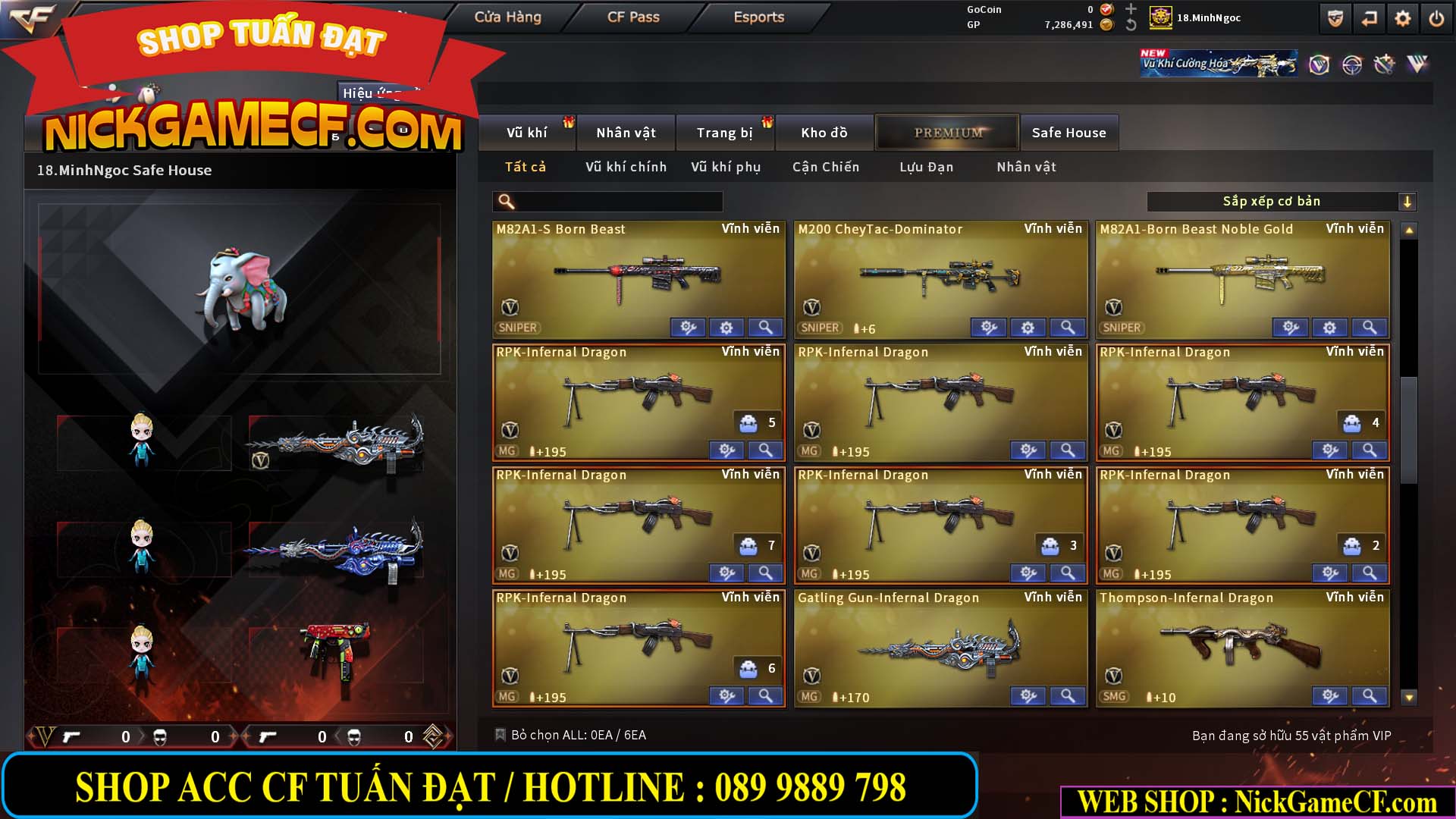 MÃ CF15182 - GIÁ : 6M5 - CHIẾN FULL ZOM + C4 - 55 VIP - VIP6