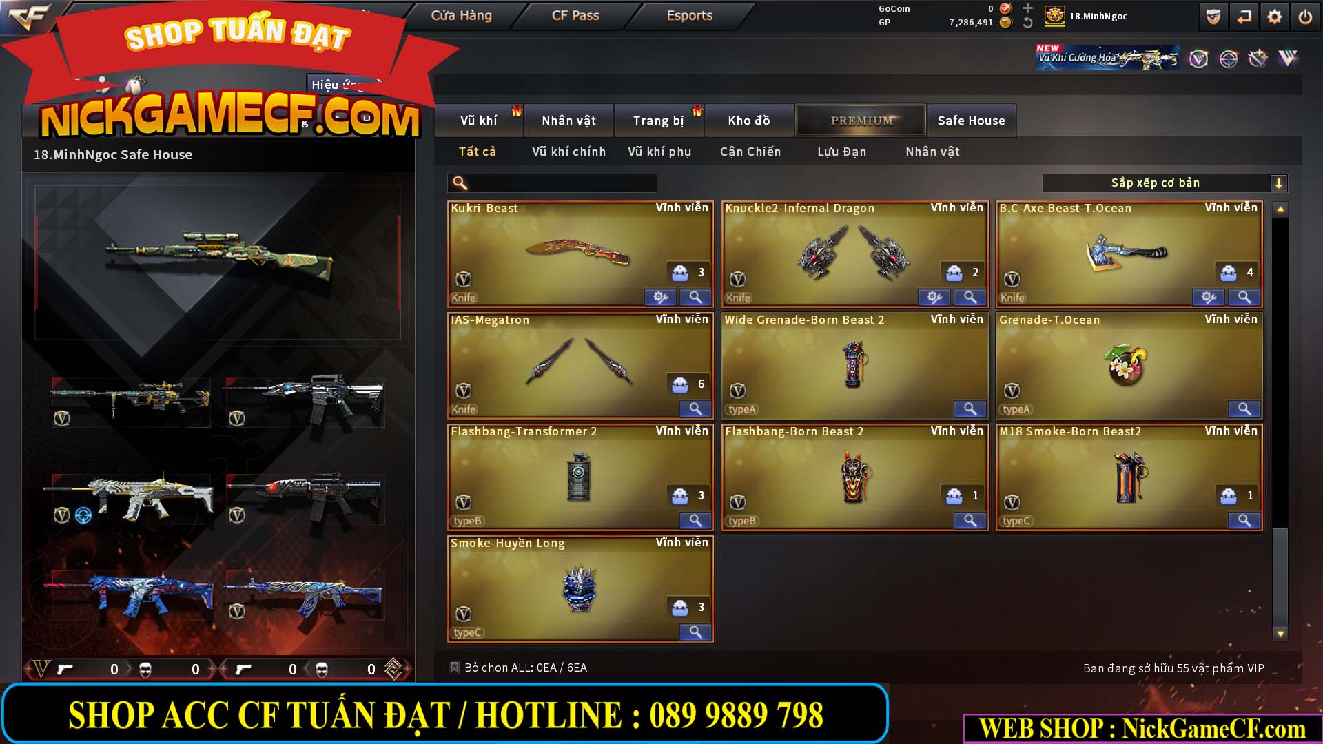 MÃ CF15182 - GIÁ : 6M5 - CHIẾN FULL ZOM + C4 - 55 VIP - VIP6