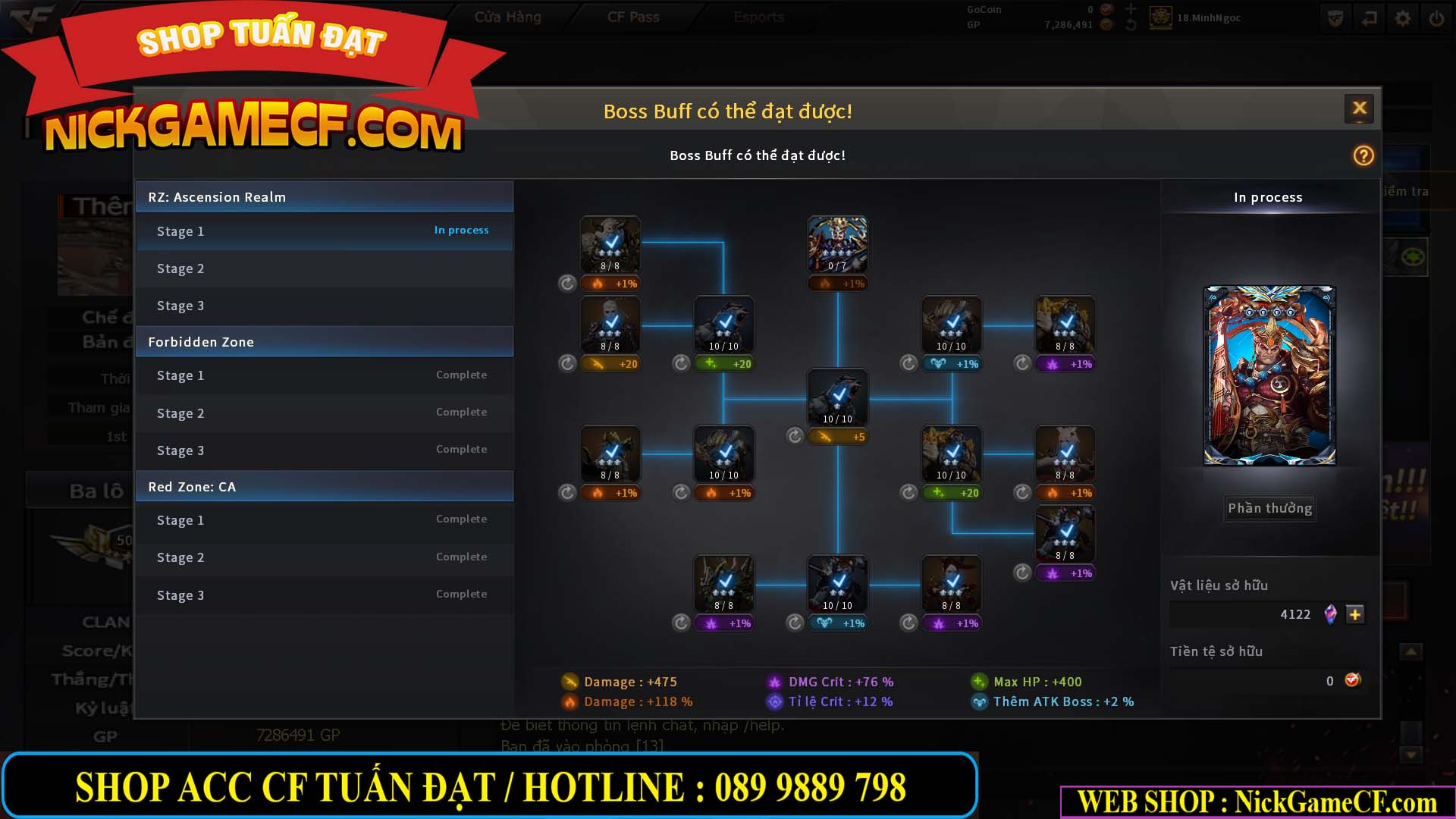 MÃ CF15182 - GIÁ : 6M5 - CHIẾN FULL ZOM + C4 - 55 VIP - VIP6