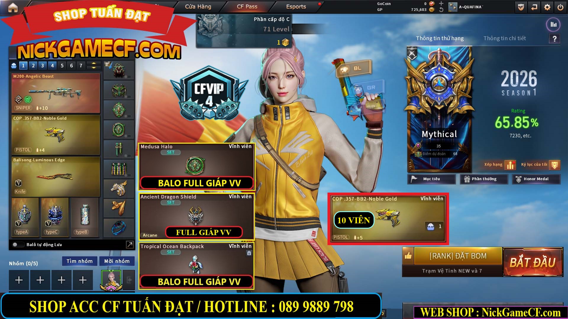 MÃ CF15217 - GIÁ : 3250K - CHIẾN C4 SNIP SIÊU XINH - 18 VIP - VIP4