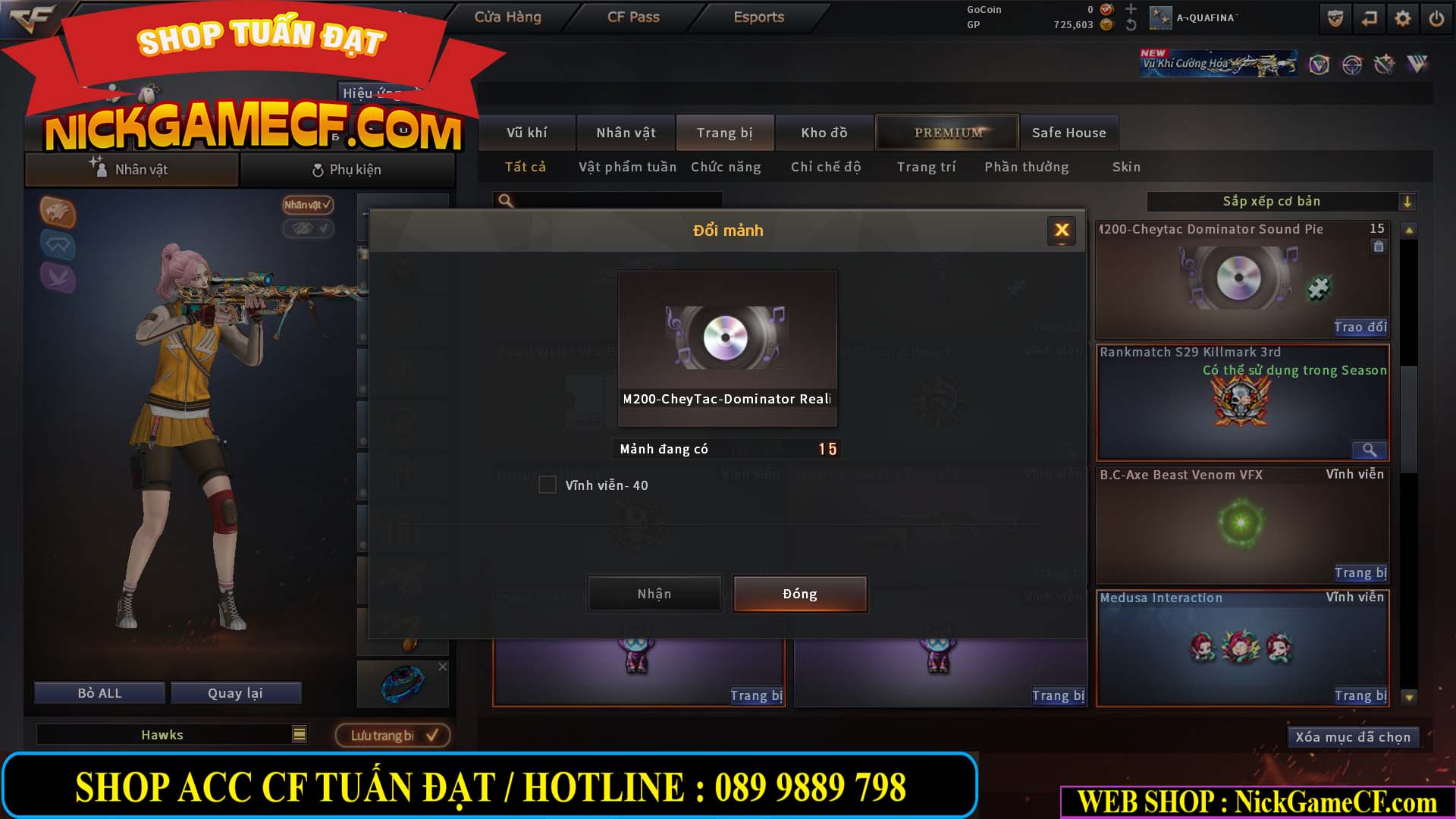 MÃ CF15217 - GIÁ : 3250K - CHIẾN C4 SNIP SIÊU XINH - 18 VIP - VIP4