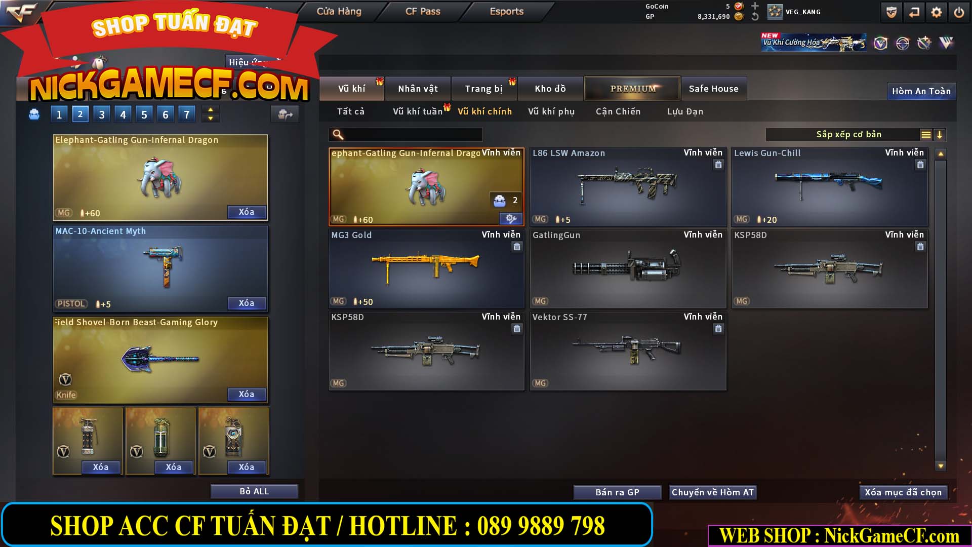 MÃ CF15231 - GIÁ : 2750K - CHIẾN ZOM NHỎ - C4 XINH - 19 VIP - GẦN VIP5