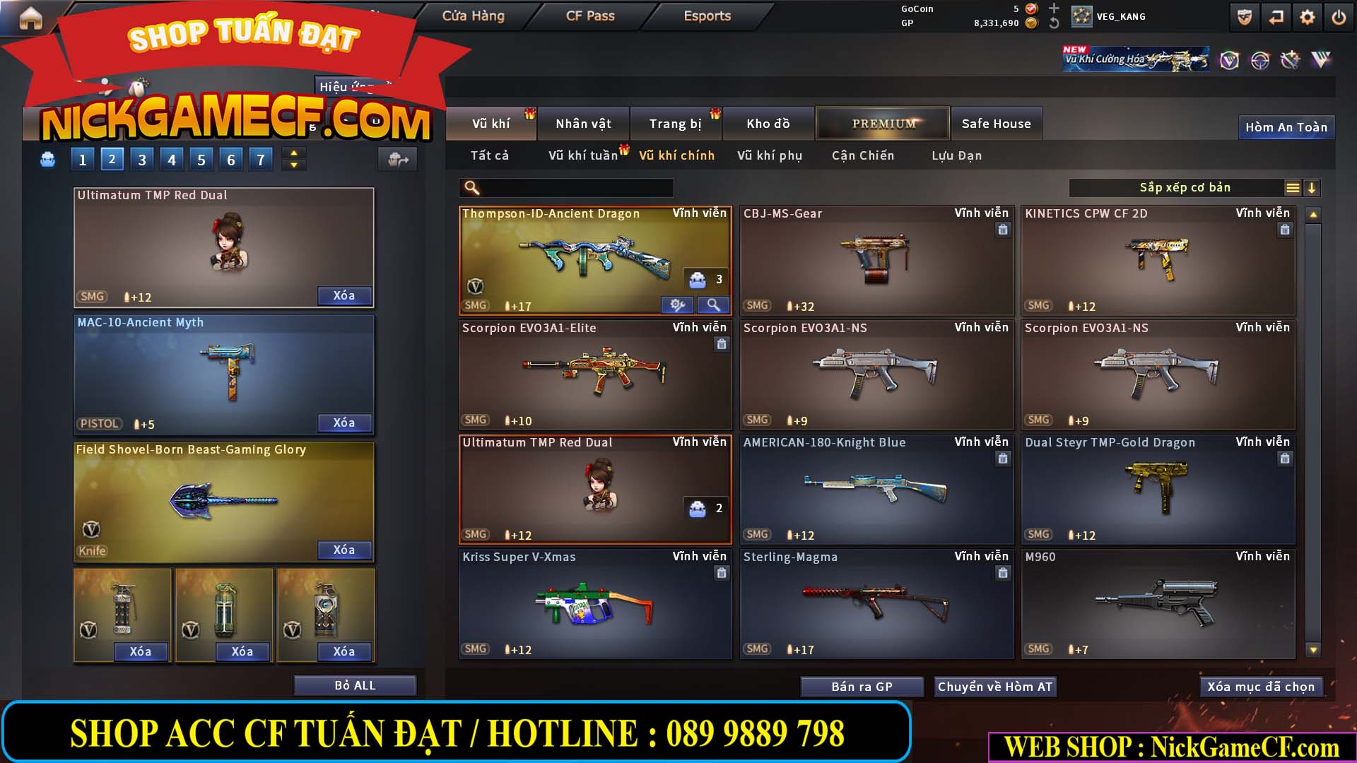 MÃ CF15231 - GIÁ : 2750K - CHIẾN ZOM NHỎ - C4 XINH - 19 VIP - GẦN VIP5