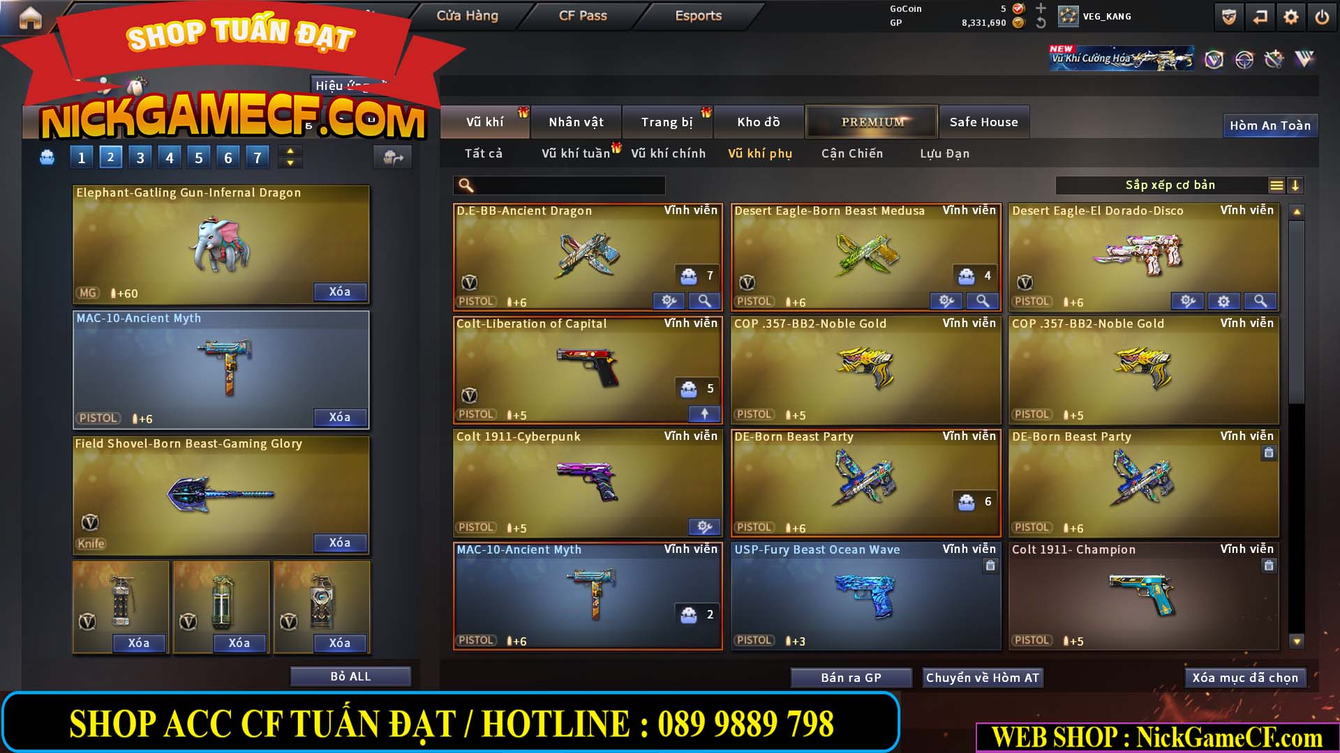 MÃ CF15231 - GIÁ : 2750K - CHIẾN ZOM NHỎ - C4 XINH - 19 VIP - GẦN VIP5