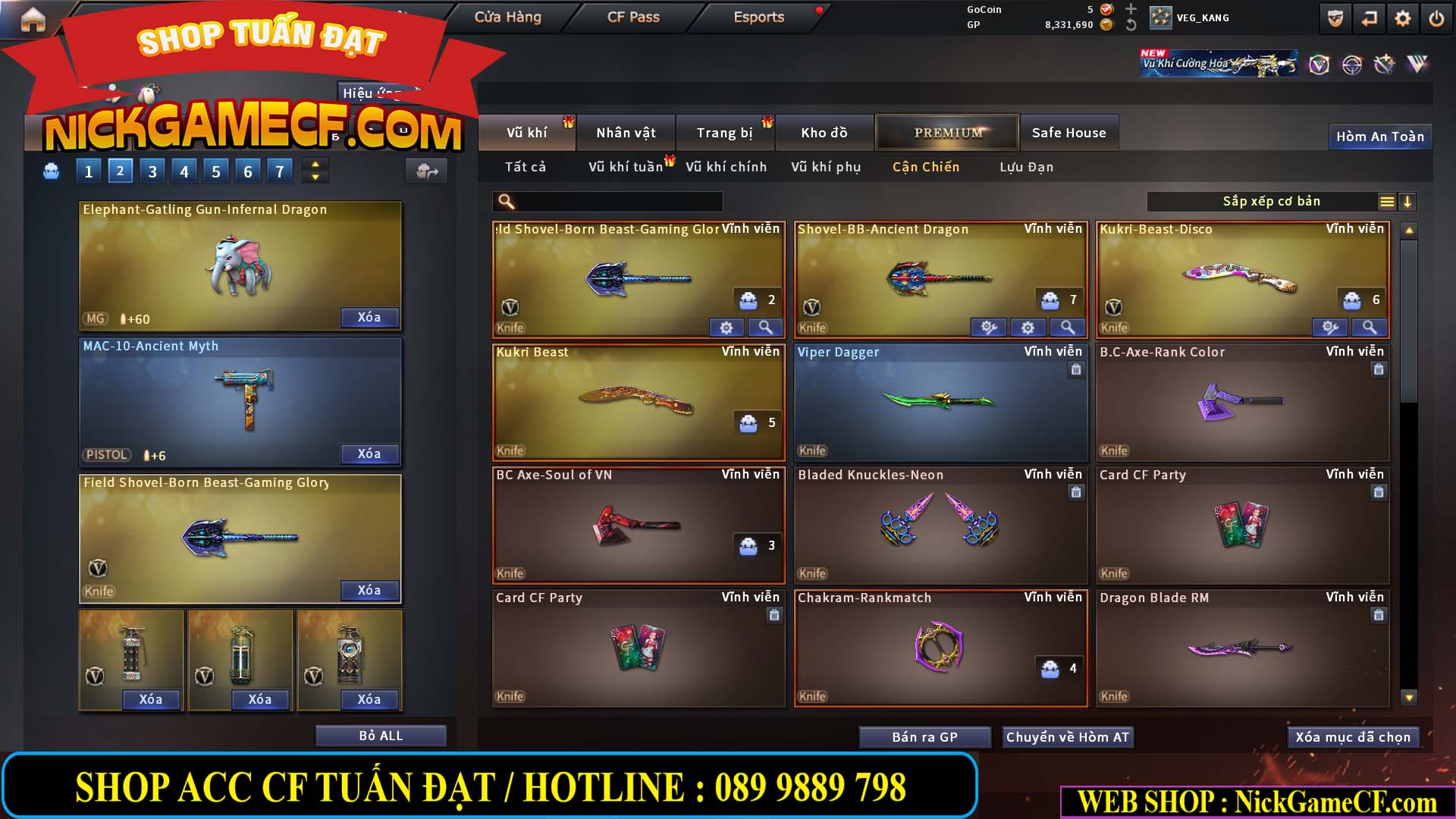 MÃ CF15231 - GIÁ : 2750K - CHIẾN ZOM NHỎ - C4 XINH - 19 VIP - GẦN VIP5