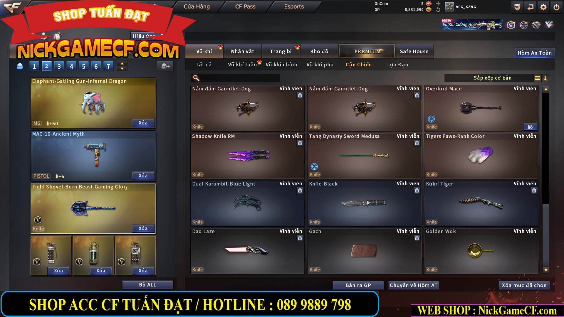 MÃ CF15231 - GIÁ : 2750K - CHIẾN ZOM NHỎ - C4 XINH - 19 VIP - GẦN VIP5