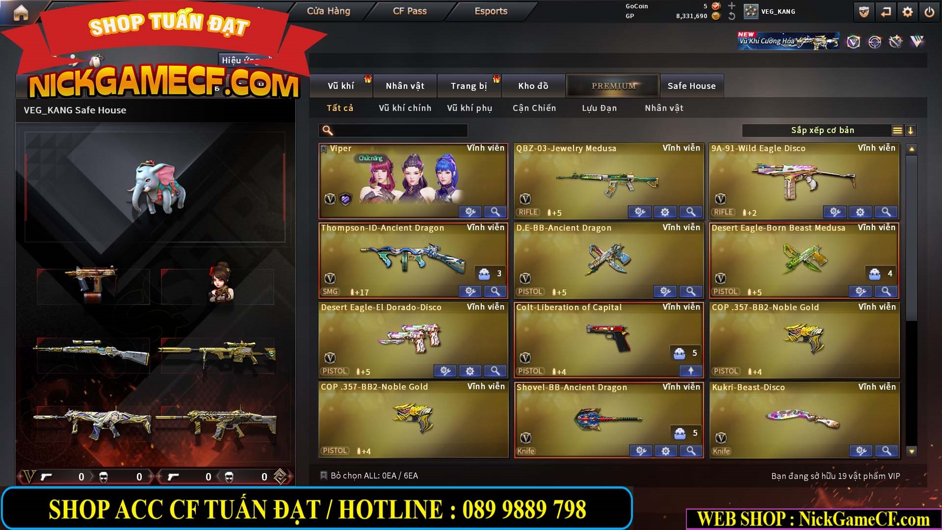 MÃ CF15231 - GIÁ : 2750K - CHIẾN ZOM NHỎ - C4 XINH - 19 VIP - GẦN VIP5