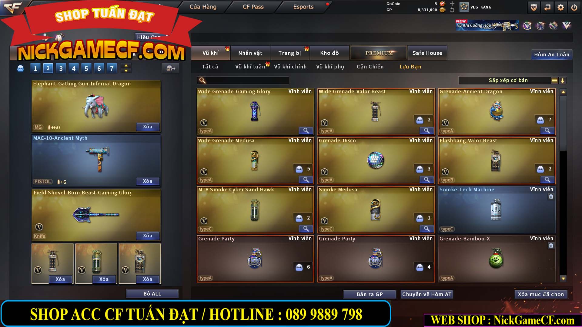 MÃ CF15231 - GIÁ : 2750K - CHIẾN ZOM NHỎ - C4 XINH - 19 VIP - GẦN VIP5