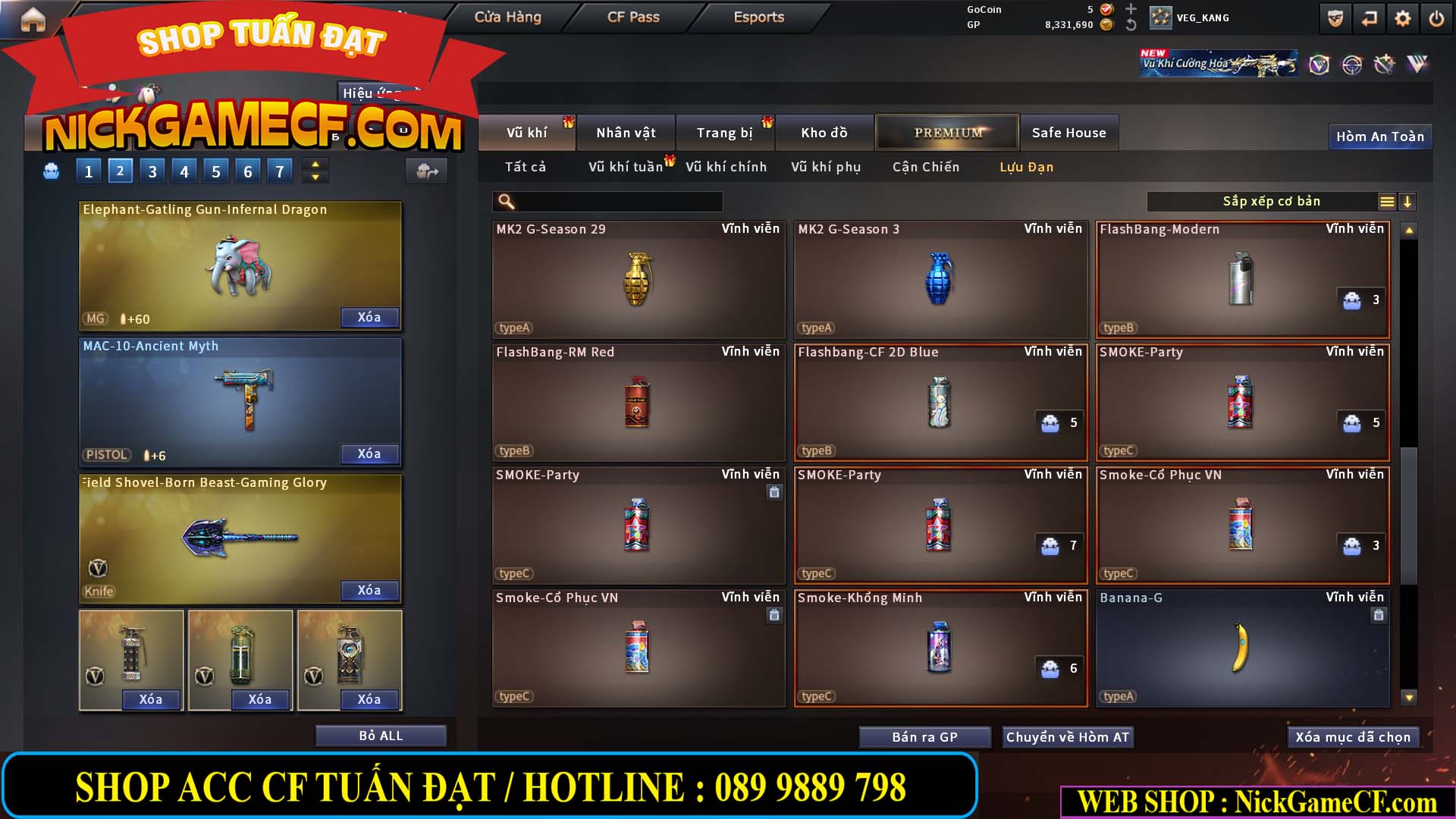 MÃ CF15231 - GIÁ : 2750K - CHIẾN ZOM NHỎ - C4 XINH - 19 VIP - GẦN VIP5