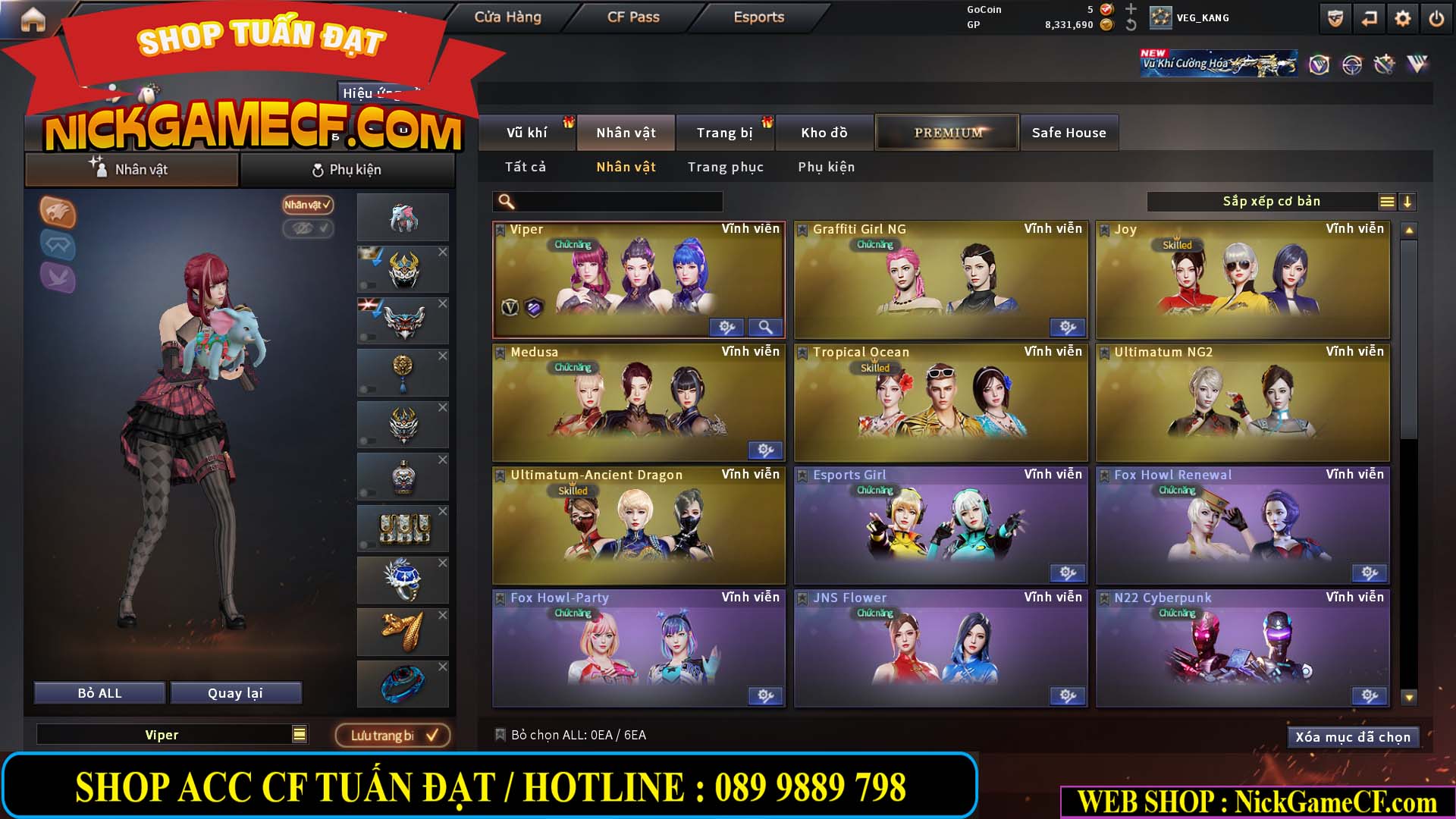 MÃ CF15231 - GIÁ : 2750K - CHIẾN ZOM NHỎ - C4 XINH - 19 VIP - GẦN VIP5