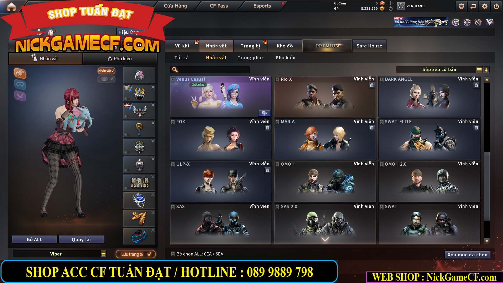 MÃ CF15231 - GIÁ : 2750K - CHIẾN ZOM NHỎ - C4 XINH - 19 VIP - GẦN VIP5