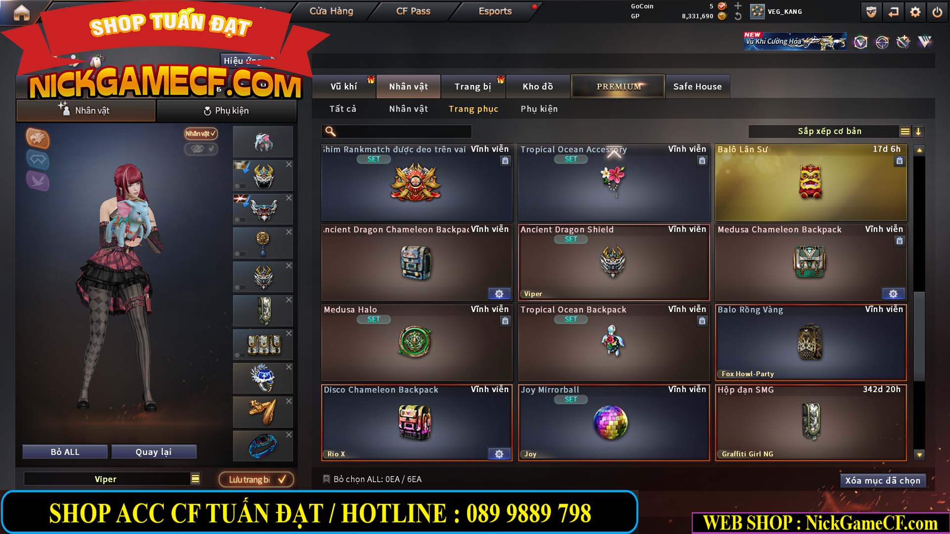 MÃ CF15231 - GIÁ : 2750K - CHIẾN ZOM NHỎ - C4 XINH - 19 VIP - GẦN VIP5