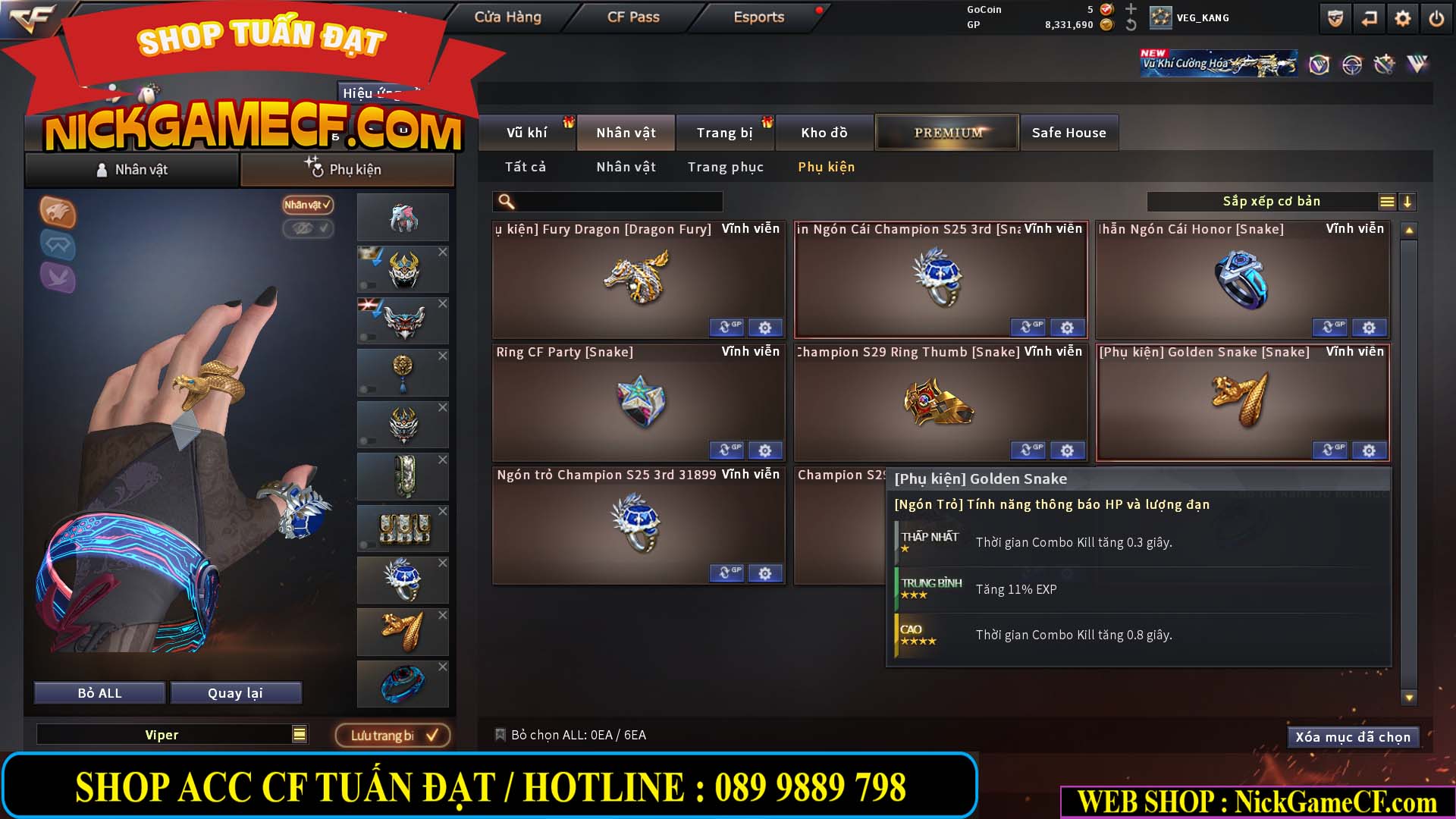 MÃ CF15231 - GIÁ : 2750K - CHIẾN ZOM NHỎ - C4 XINH - 19 VIP - GẦN VIP5