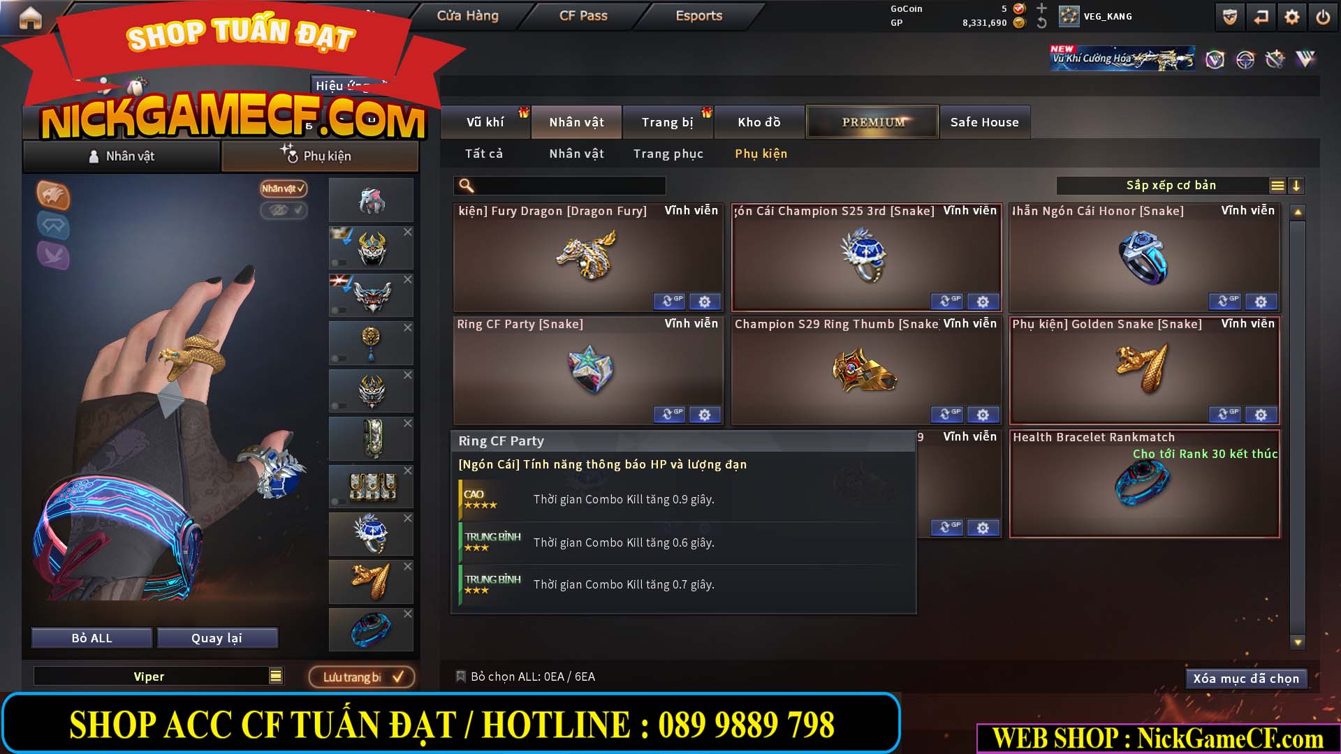 MÃ CF15231 - GIÁ : 2750K - CHIẾN ZOM NHỎ - C4 XINH - 19 VIP - GẦN VIP5