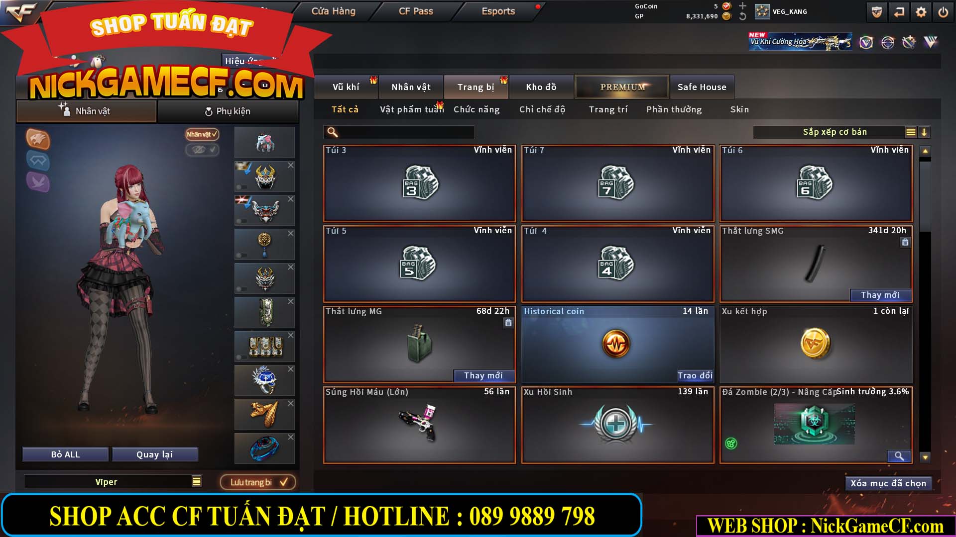 MÃ CF15231 - GIÁ : 2750K - CHIẾN ZOM NHỎ - C4 XINH - 19 VIP - GẦN VIP5