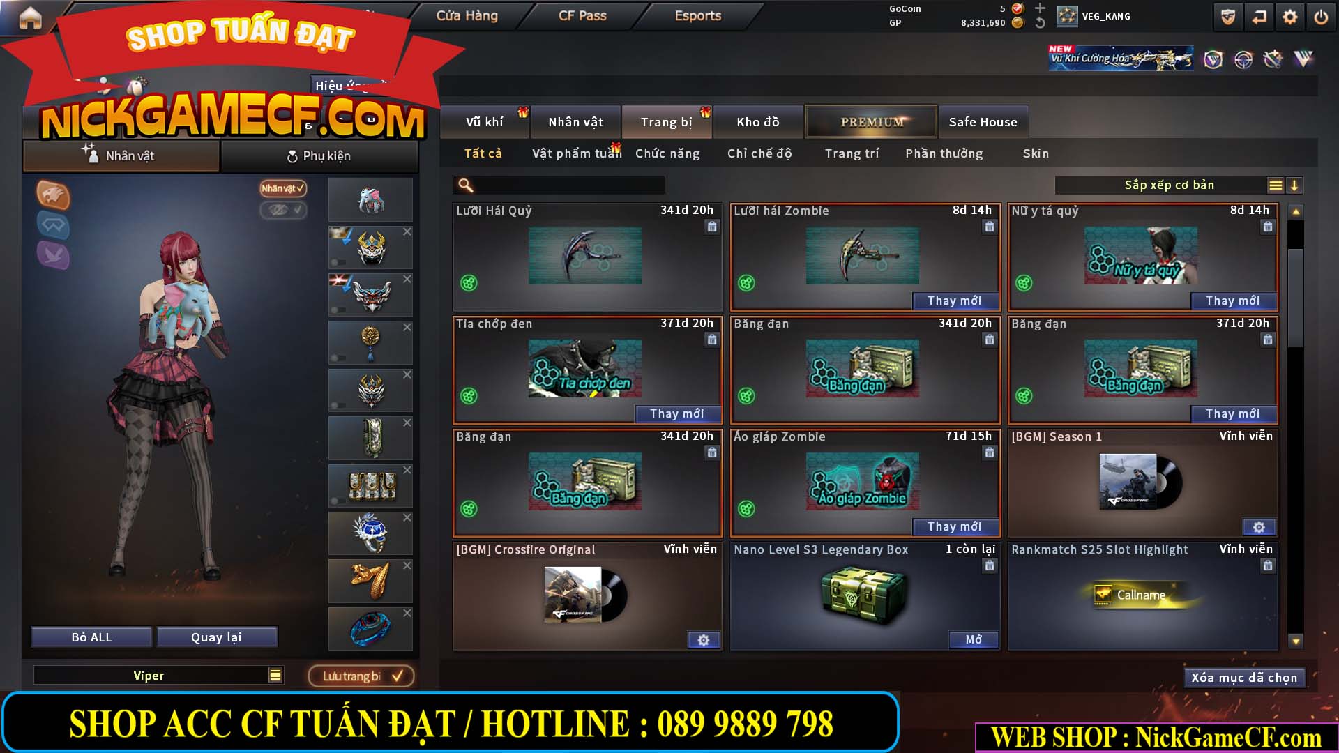 MÃ CF15231 - GIÁ : 2750K - CHIẾN ZOM NHỎ - C4 XINH - 19 VIP - GẦN VIP5