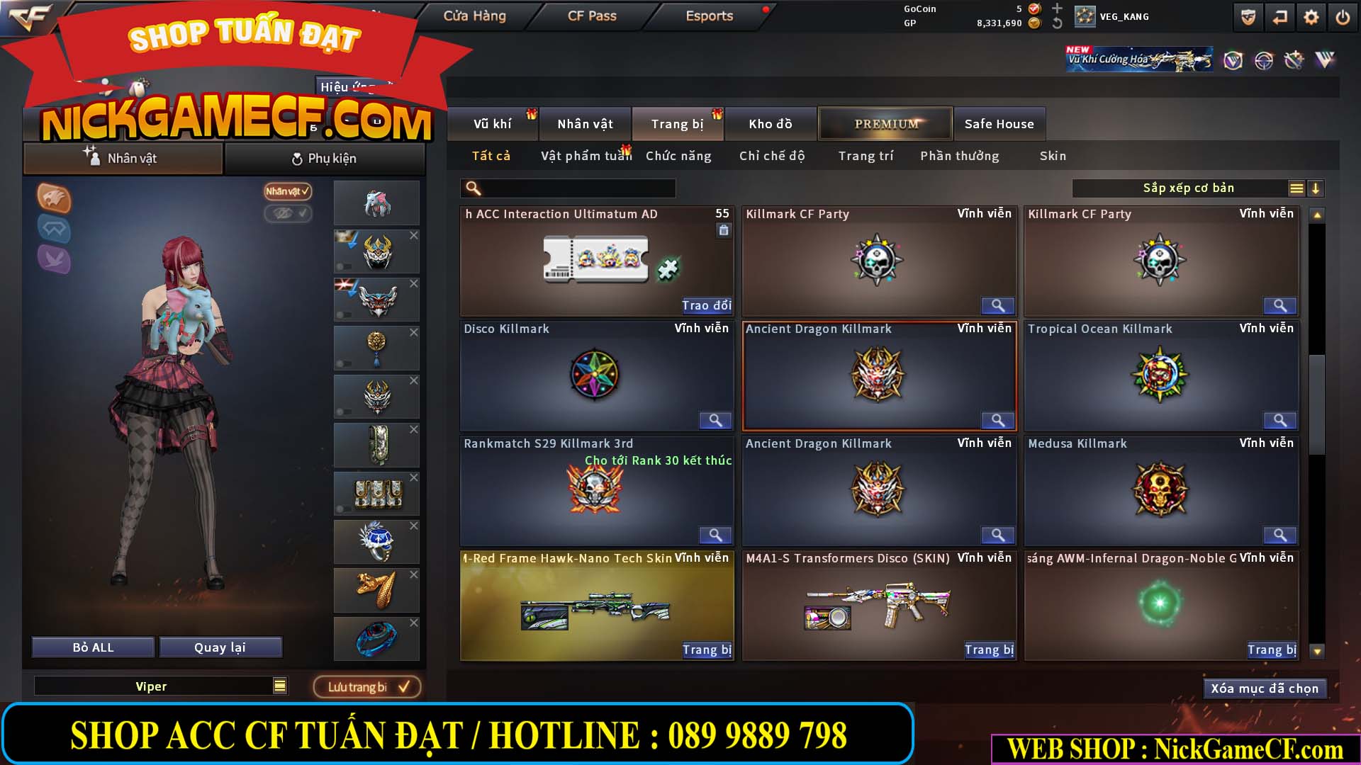 MÃ CF15231 - GIÁ : 2750K - CHIẾN ZOM NHỎ - C4 XINH - 19 VIP - GẦN VIP5