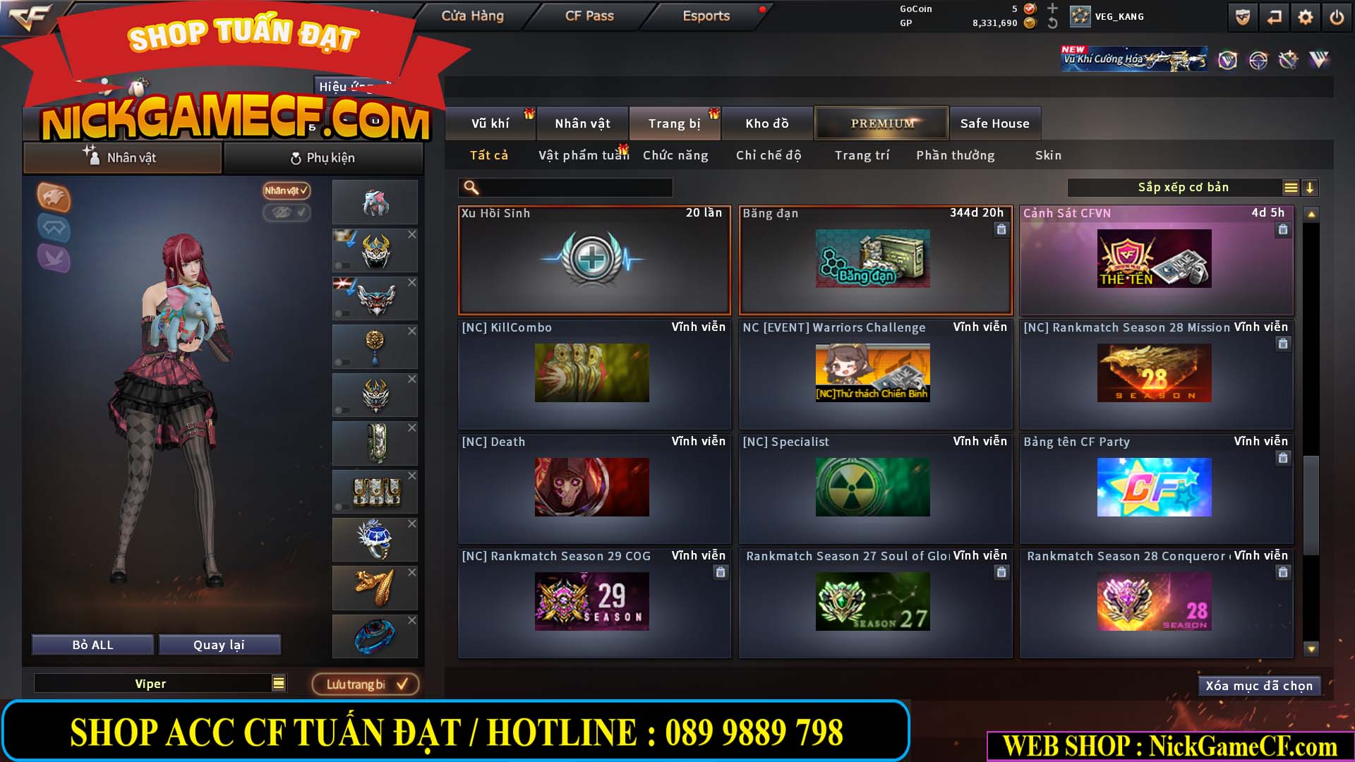 MÃ CF15231 - GIÁ : 2750K - CHIẾN ZOM NHỎ - C4 XINH - 19 VIP - GẦN VIP5