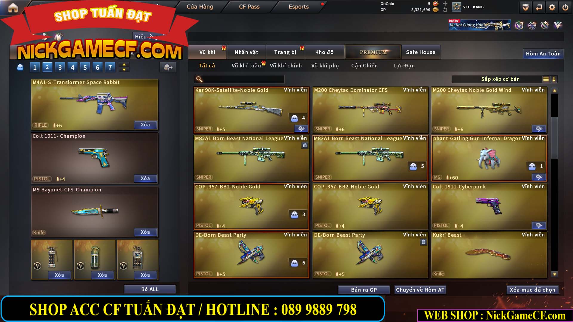 MÃ CF15231 - GIÁ : 2750K - CHIẾN ZOM NHỎ - C4 XINH - 19 VIP - GẦN VIP5