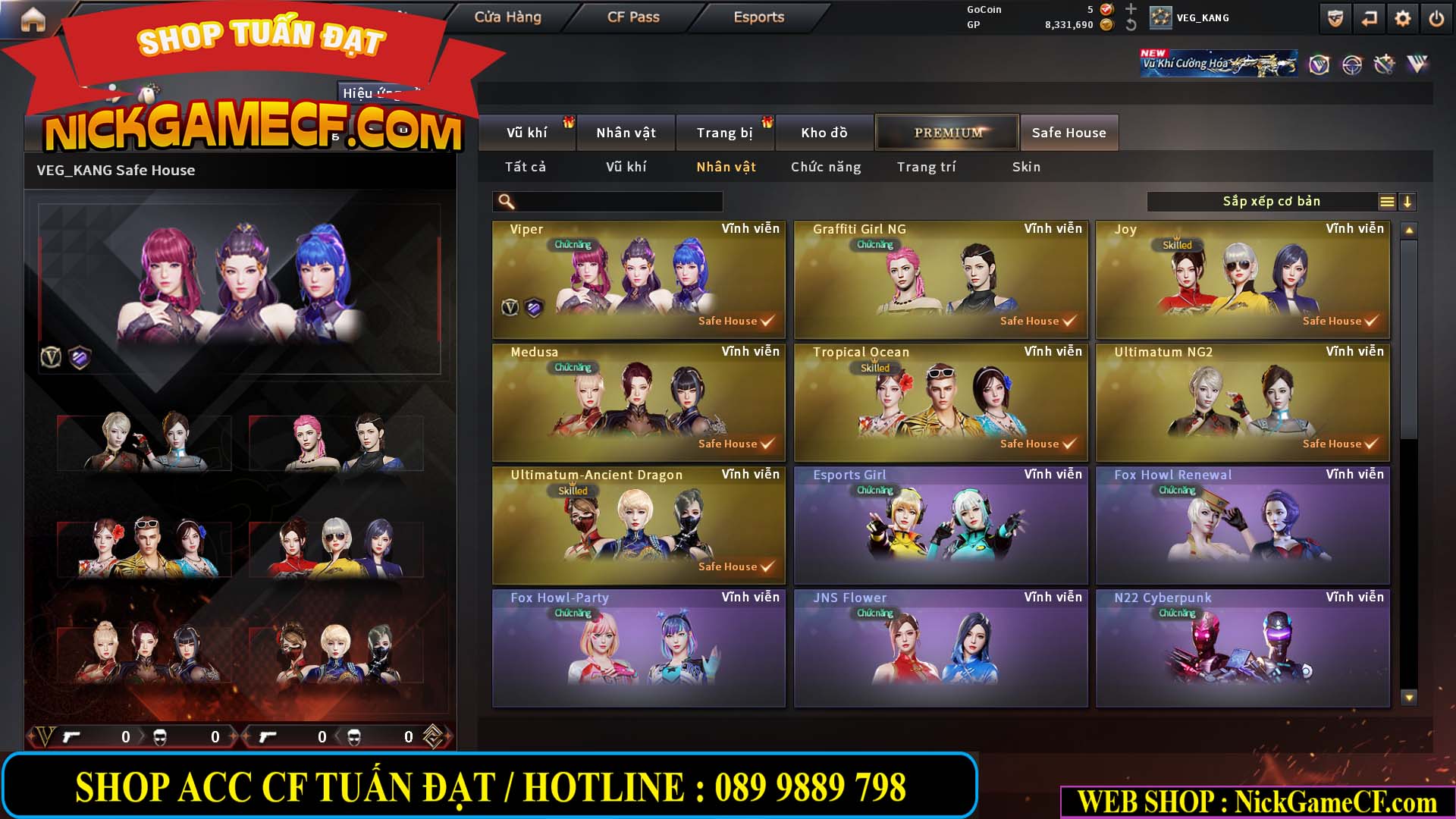 MÃ CF15231 - GIÁ : 2750K - CHIẾN ZOM NHỎ - C4 XINH - 19 VIP - GẦN VIP5