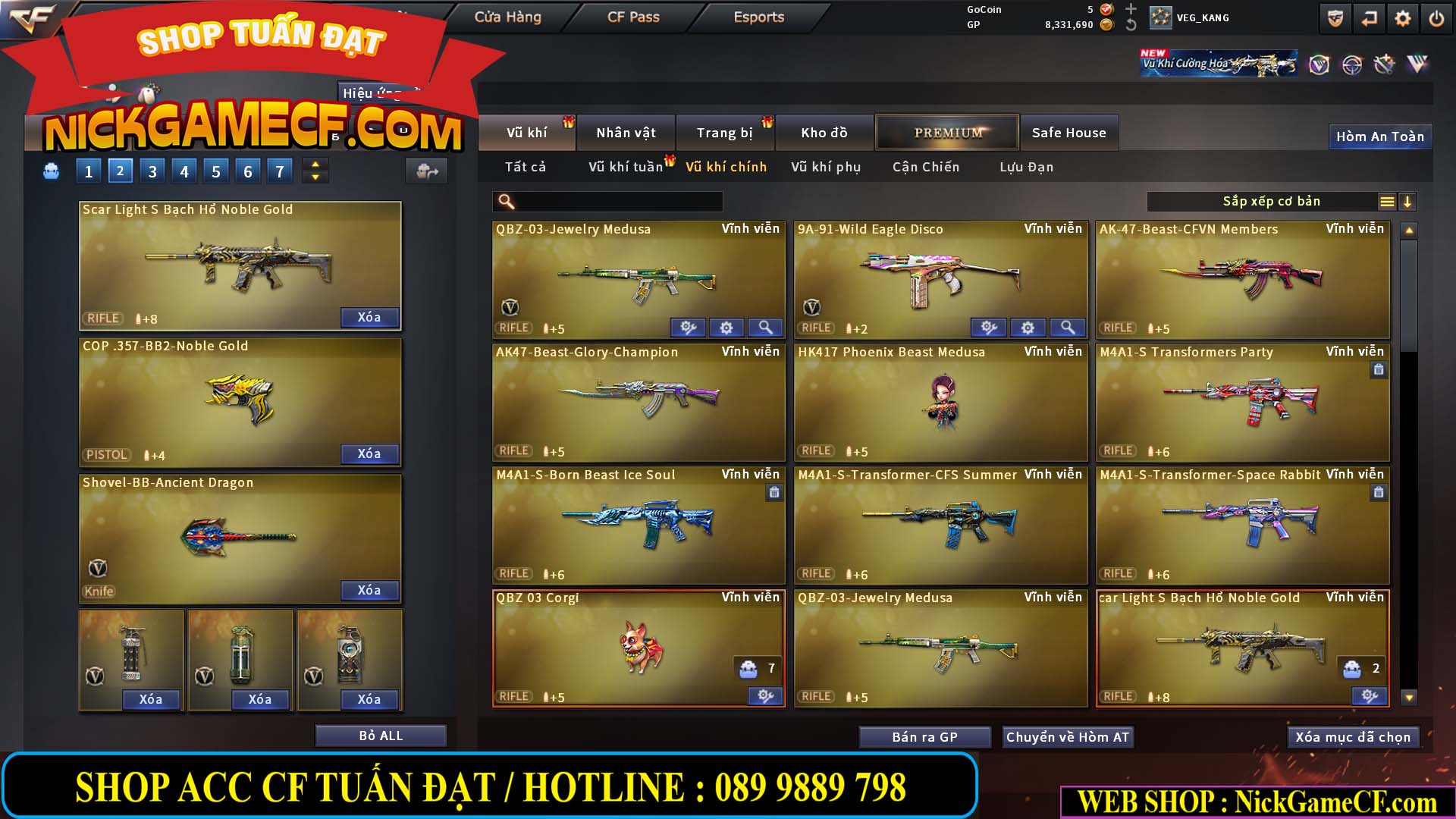 MÃ CF15231 - GIÁ : 2750K - CHIẾN ZOM NHỎ - C4 XINH - 19 VIP - GẦN VIP5