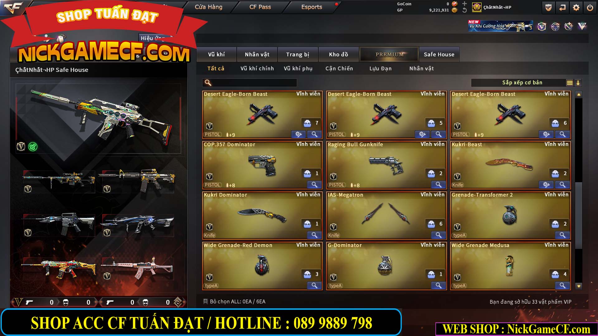 MÃ CF15238 - GIÁ : 4M5 - CHIẾN C4 XINH + ZOM THỦ - 32 VIP - VIP5