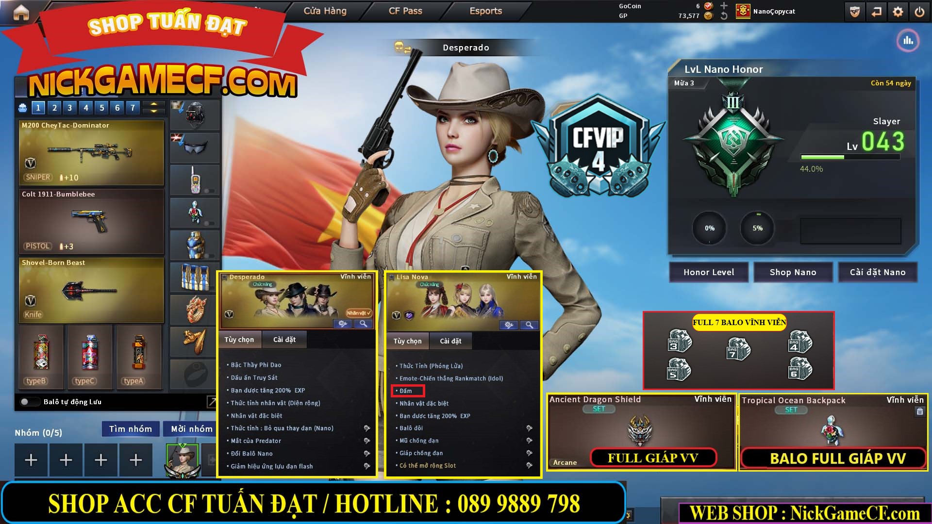 MÃ CF15239 - GIÁ : 2350K - CHIẾN C4 - ZOM NHẸ - 15 VIP - VIP4